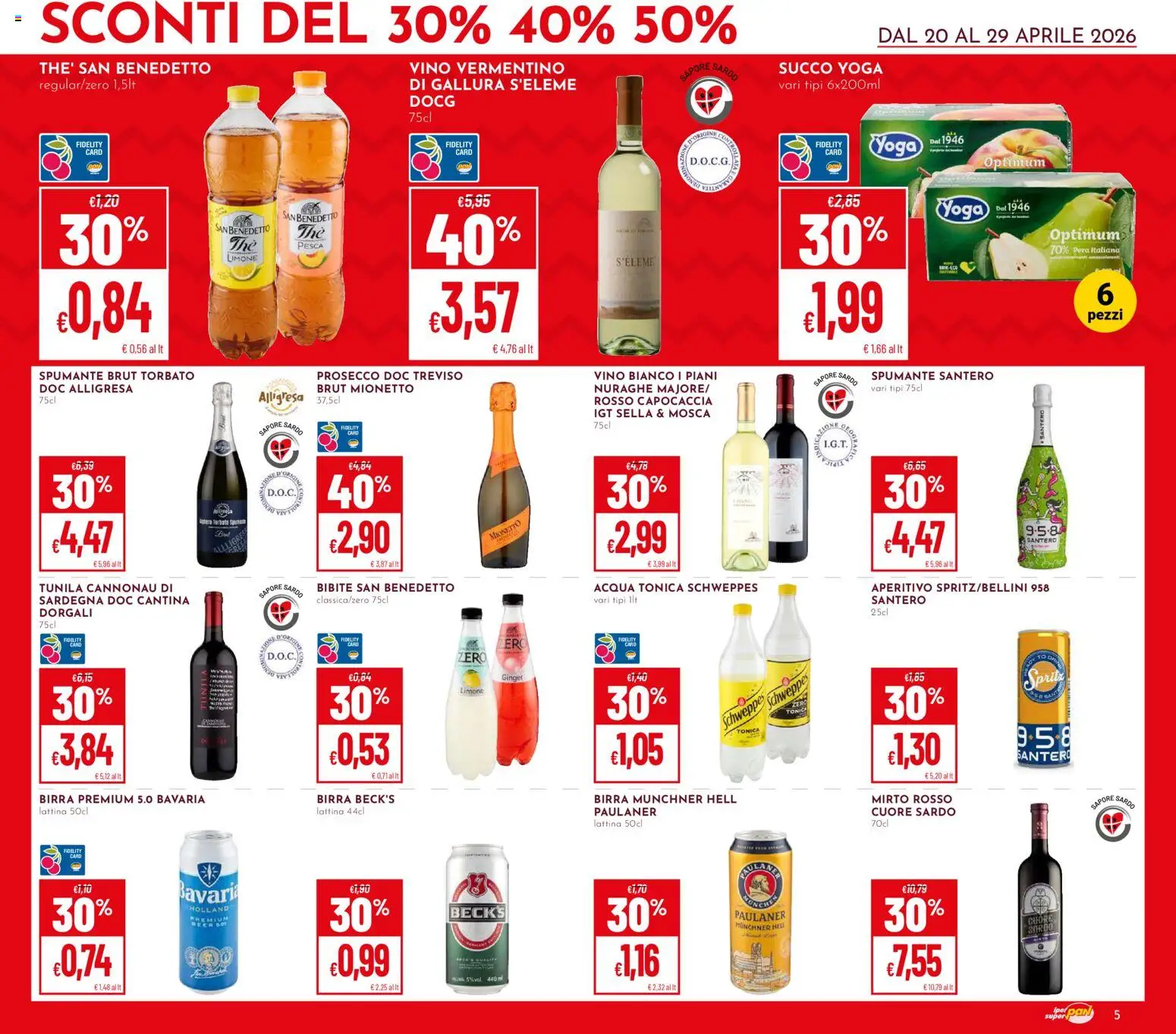 Volantino Pan del 20.04.2026 | Pagina: 5 | Prodotti: Succo, Acqua, Limone, Vino