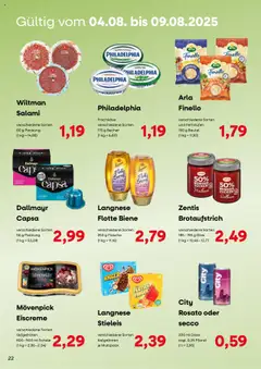 KONSUM Leipzig - Nah. Frisch. Freundlich. - gültig ab dem 28.07.2025 | Seite: 22 | Produkte: Philadelphia, Eiscreme, Zucker, Salami
