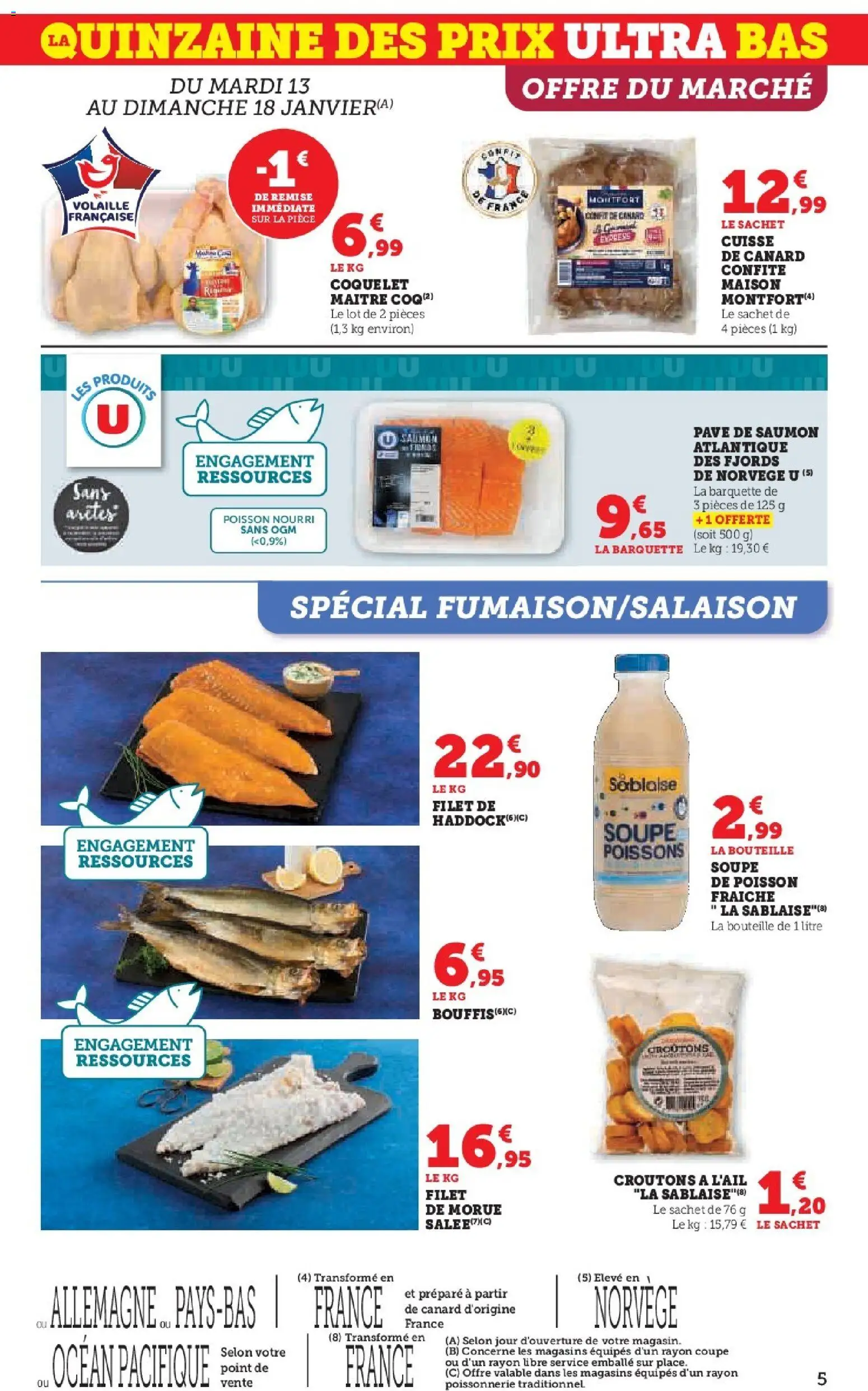 {H1} | Page: 5 | Produits: Poissonnerie, Coquelet, Morue, Saumon