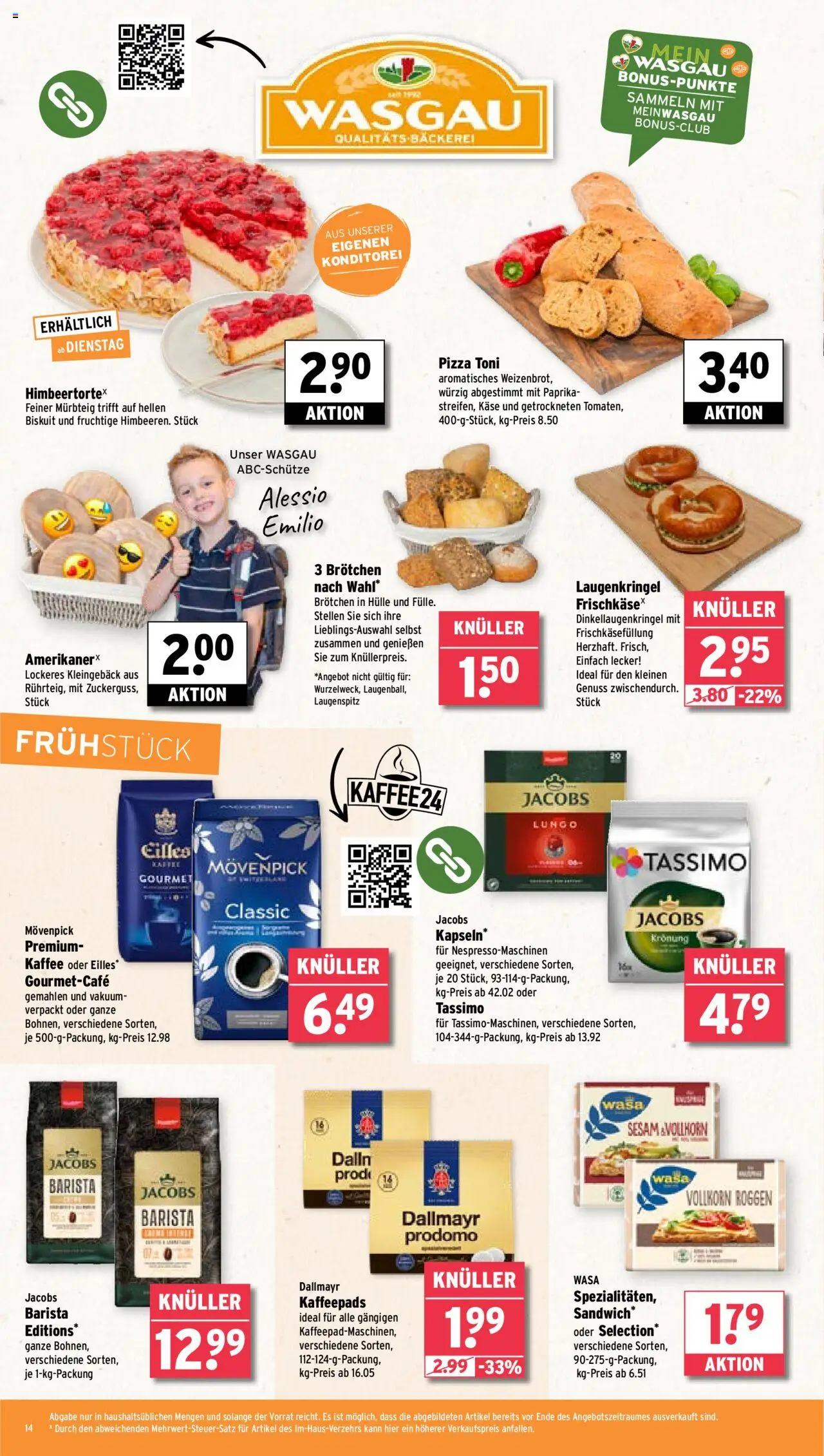 Wasgau Prospekt 	 - gültig ab dem 18.08.2025 | Seite: 14 | Produkte: Hülle, Kaffee, Dallmayr, Pizza