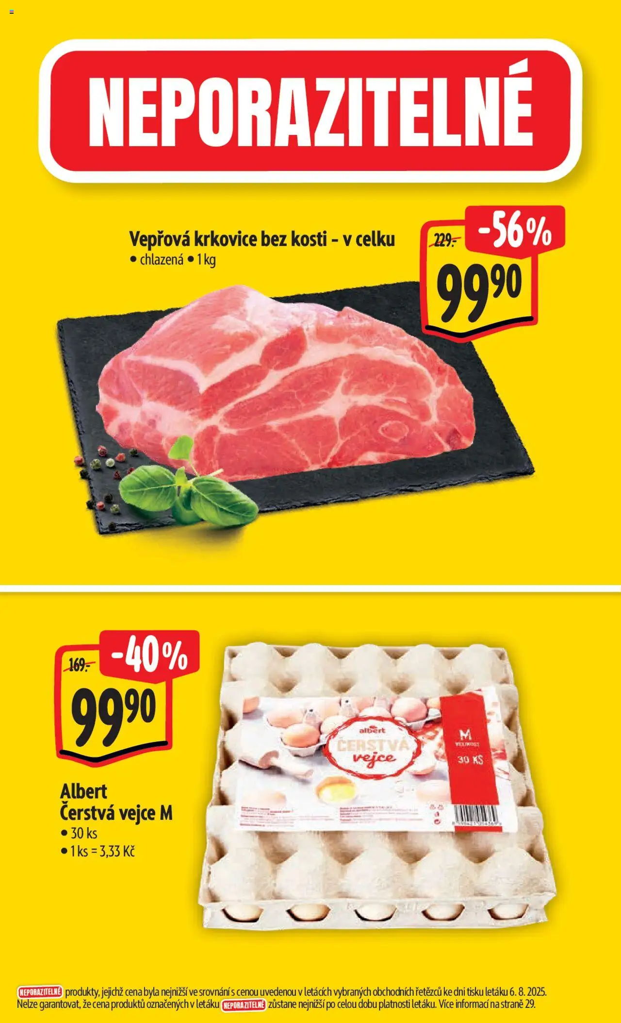 Albert leták - Hypermarket od 13.08.2025 | Strana: 2 | Produkty: Vejce, Vepřová krkovice bez kosti, Krkovice bez kosti, Krkovice