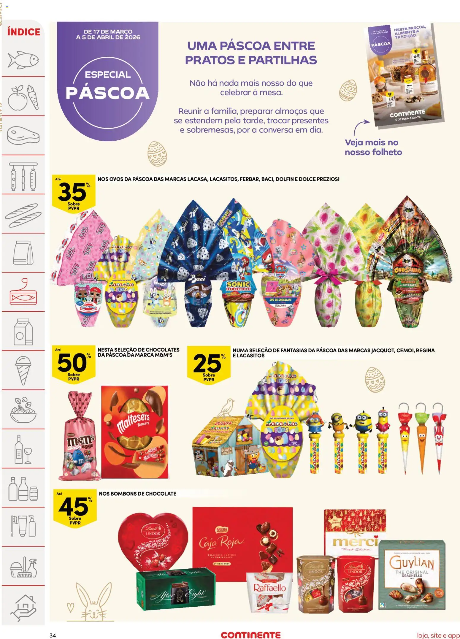 Continente Semanal Continente Bom Dia │ válido de 24.03.2026 | Página: 34 | Produtos: Pratos, Chocolates, Ovos, Nestlé