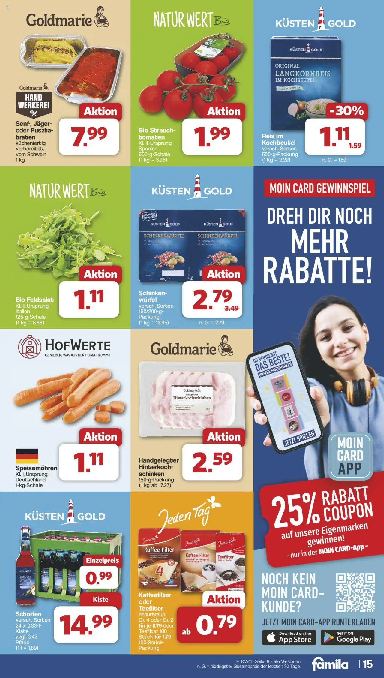 Famila Nordwest Prospekt 	 – gültig ab 06.10.2025 | Seite: 15 | Produkte: Tomaten, Schinken, Reis