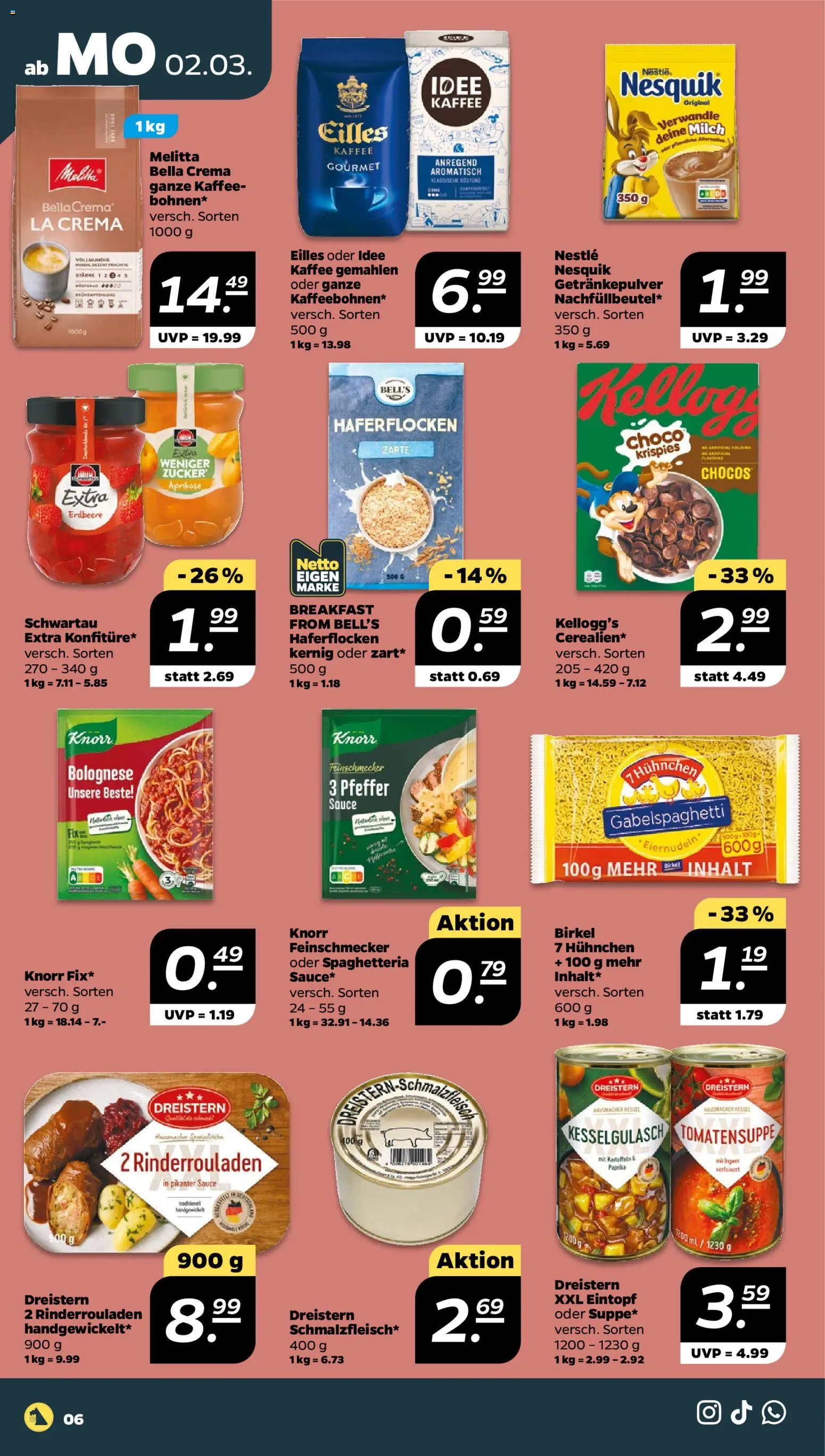 Netto Prospekt 	 – gültig ab 02.03.2026 | Seite: 6 | Produkte: Melitta kaffee, Milch, Kaffee, Pfeffer