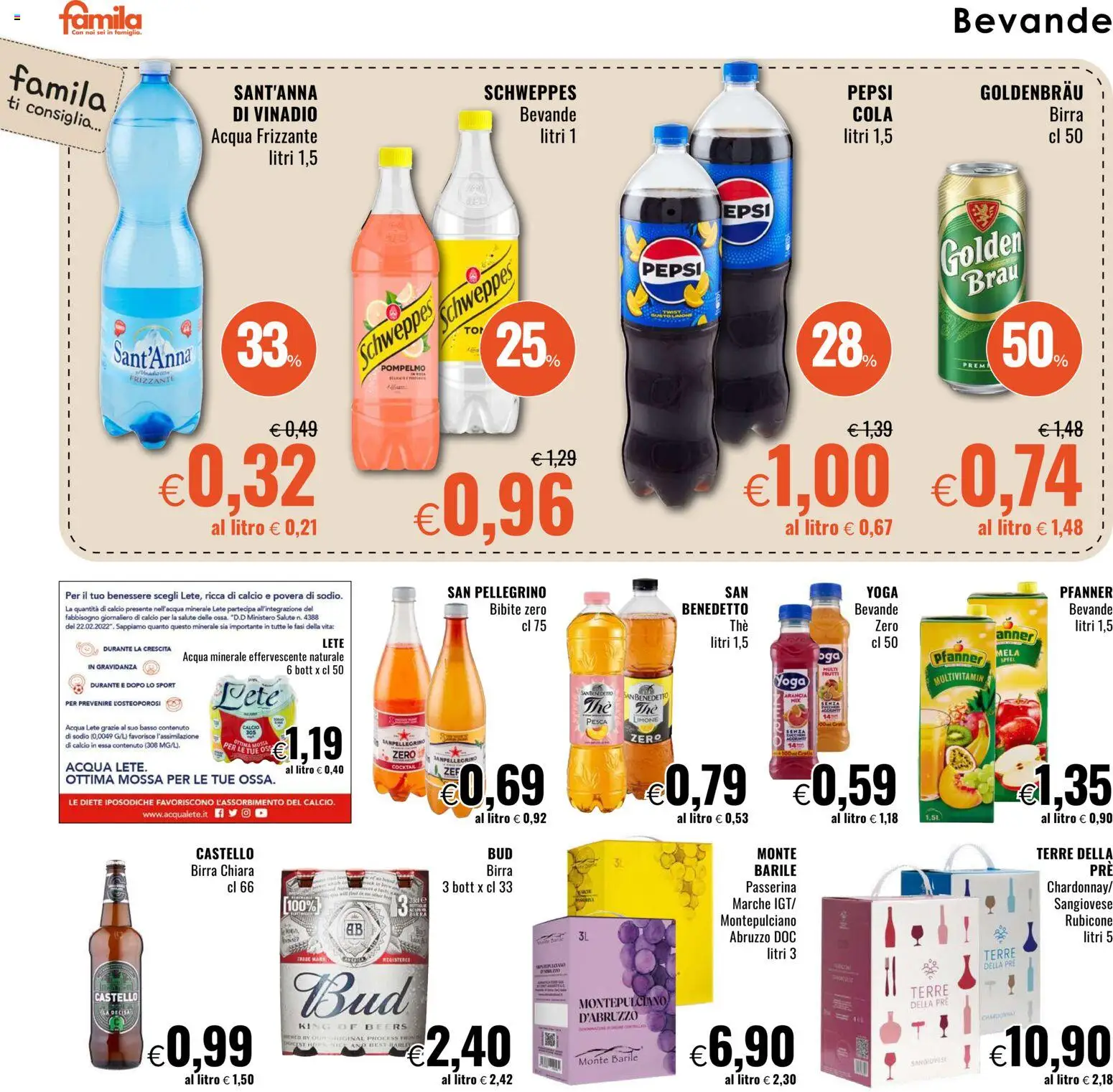 Volantino Famila del 13.11.2025 | Pagina: 20 | Prodotti: Pompelmo, Acqua, Acqua minerale, Pepsi
