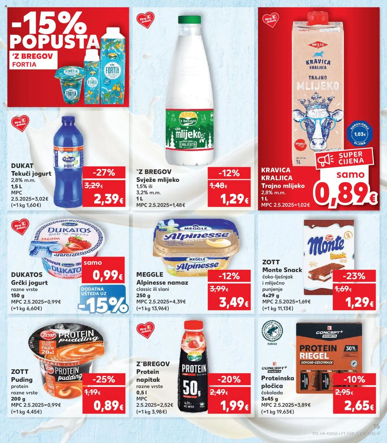 Kaufland katalog | vrijedi od 27.12.2025 | Stranica: 15 | Proizvodi: Grčki jogurt, Puding, Kakao, Namaz
