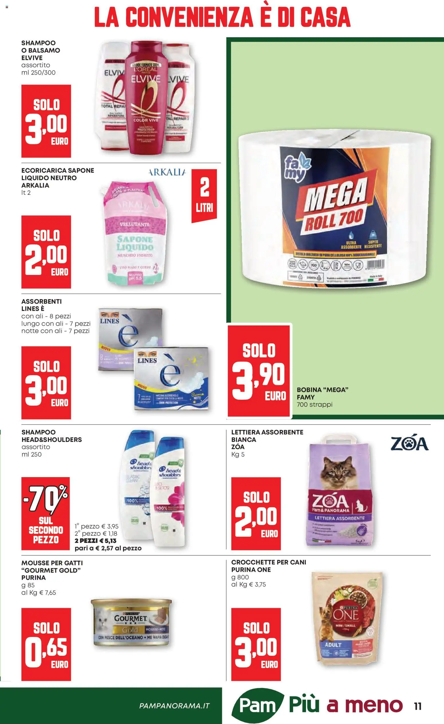 Volantino PAM del 07.04.2026 | Pagina: 11 | Prodotti: Shampoo, Balsamo, Sapone, Crocchette