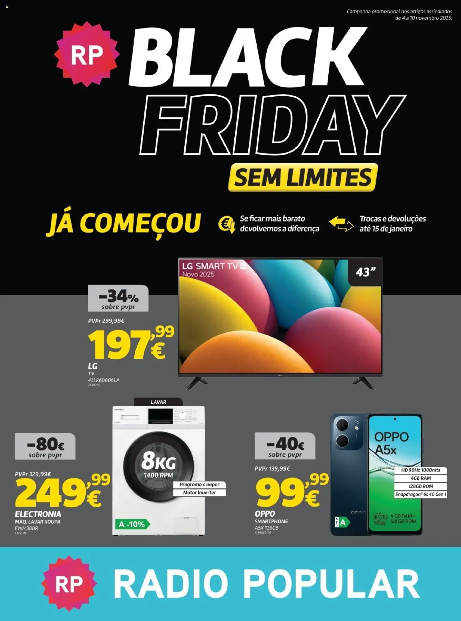 Radio Popular - Black Friday  │ válido de 04.11.2025 | Página: 1 | Produtos: Smartphone, Rádio