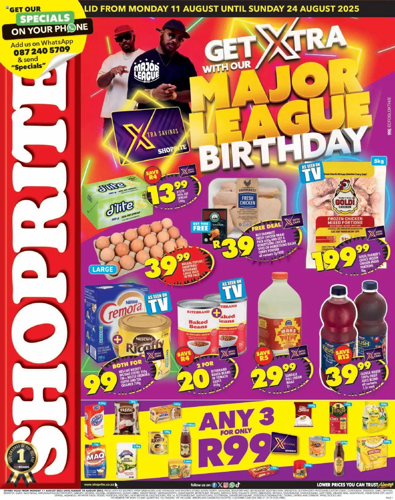 Shoprite Eastern Cape - Major Deals │ valid from 11.08.2025 | Page: 1 | Products: Oats, Powder, Tea, Flakes