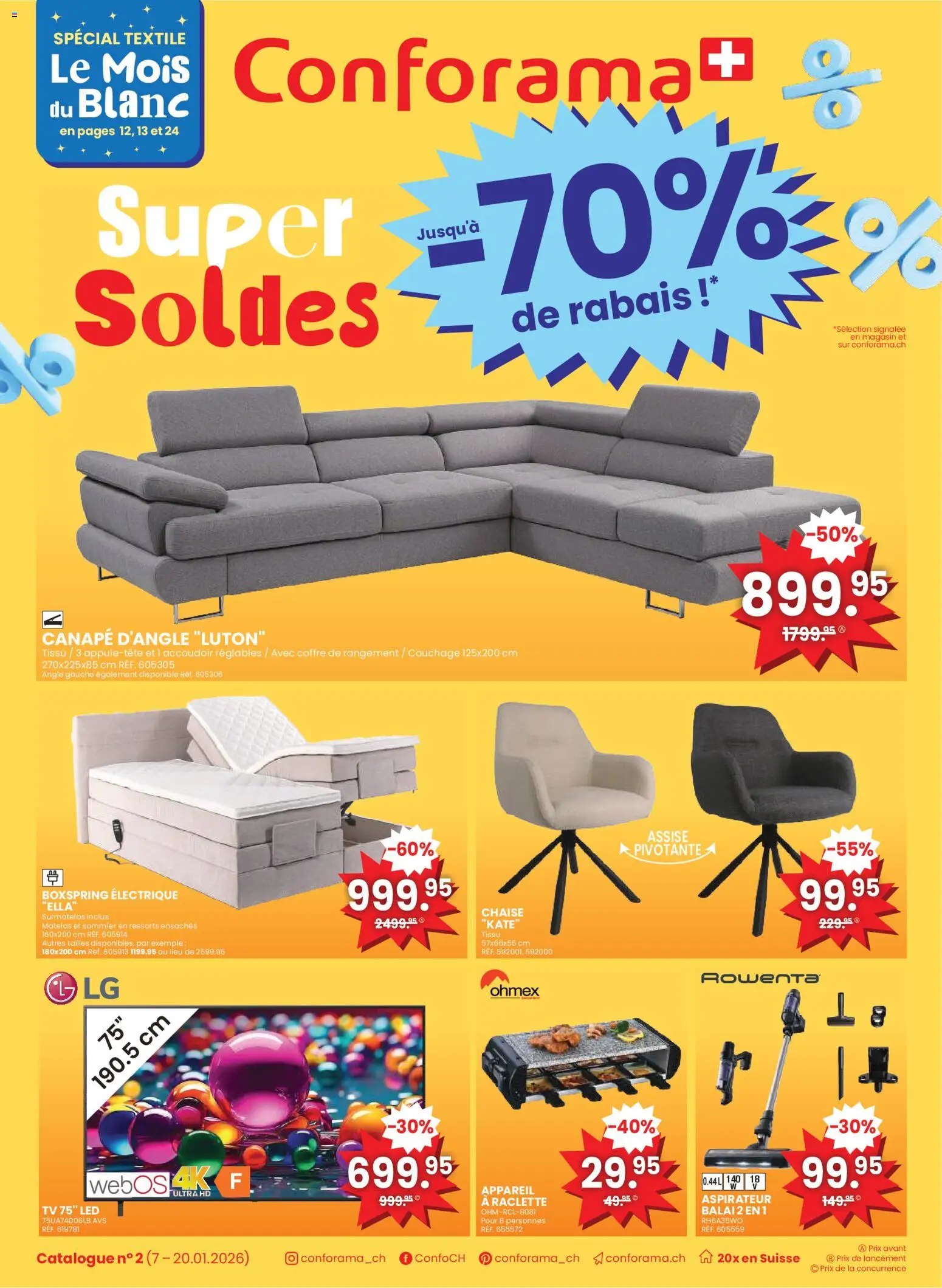 Conforama Aktionen FR – gültig ab 07.01.2026 | Seite: 1 | Produkte: Raclette, TV