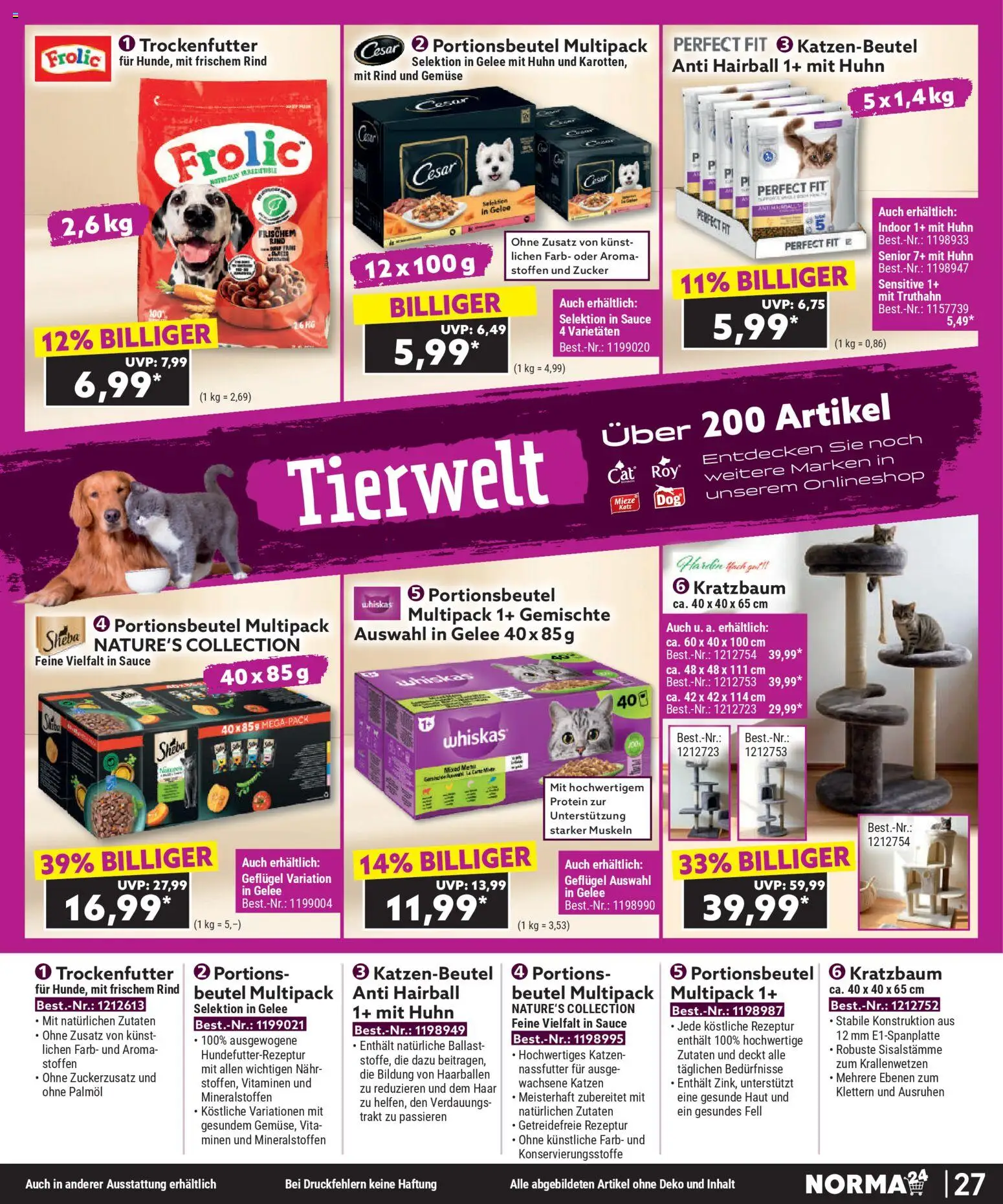 Norma Bestellmagazin Januar 2026 – gültig ab 01.01.2026 | Seite: 27 | Produkte: Sheba, Gemüse, Zucker, Whiskas