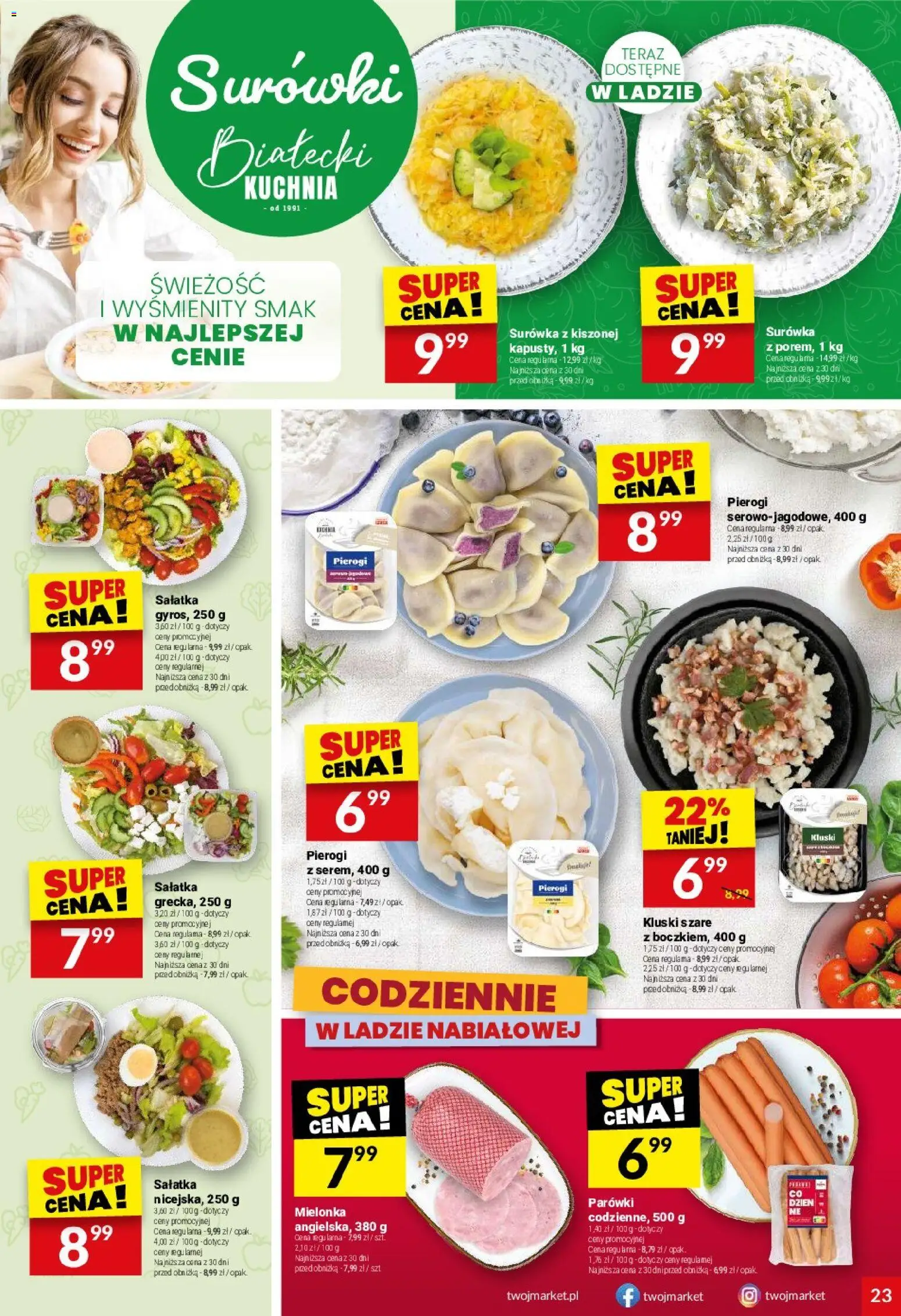 Twój Market gazetka od 28.04.2026 | Strona: 23 | Produkty: Pierogi, Parówki, Sałatka