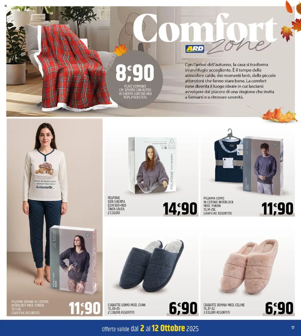 Volantino ARD Discount del 02.10.2025 | Pagina: 17 | Prodotti: Plaid, Pigiama, Ciabatte