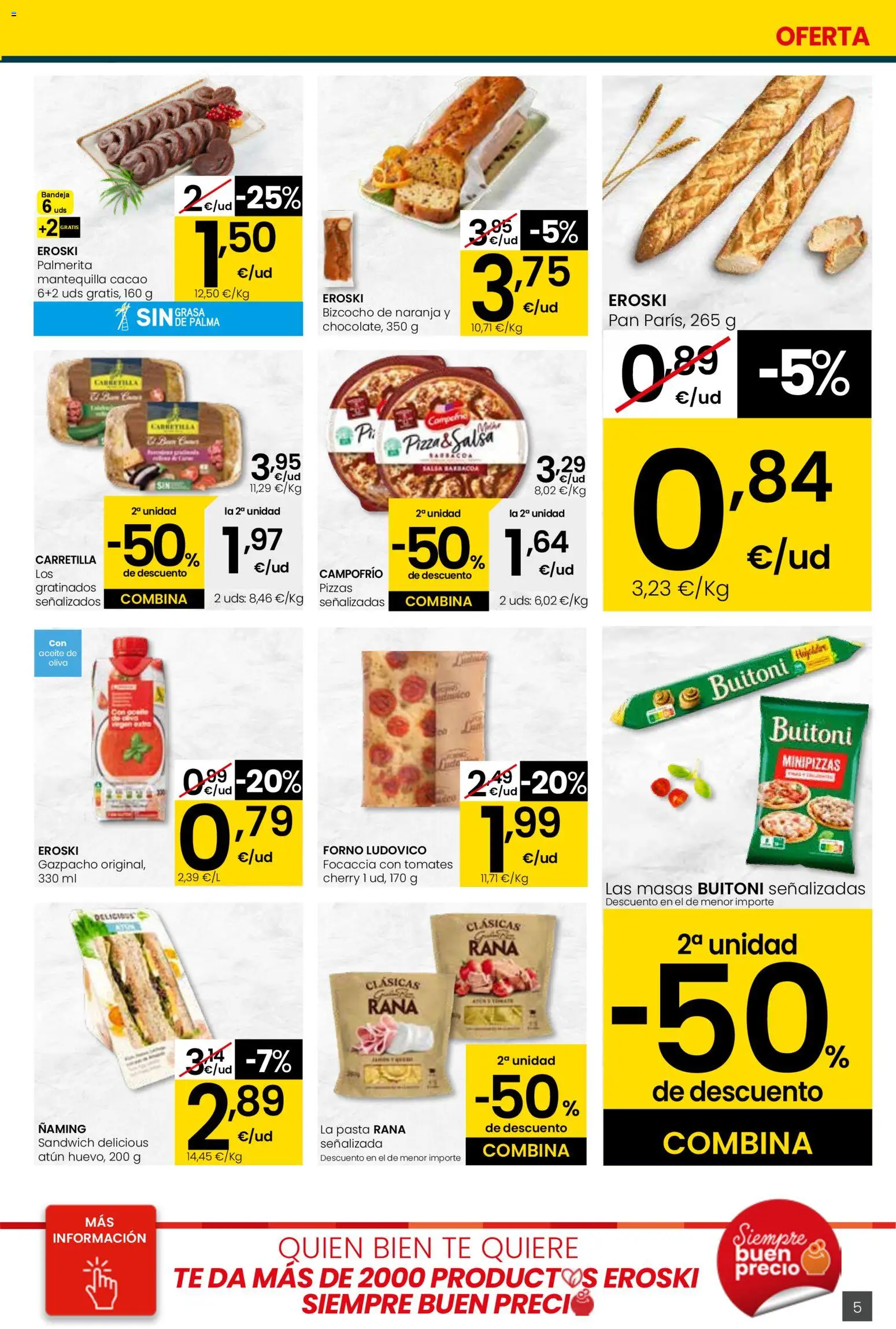 Eroski - Viste tu cesta de primavera Center │ válido desde el 26.02.2026 | Página: 5 | Productos: Pasta, Aceite de oliva, Bizcocho, Bandeja