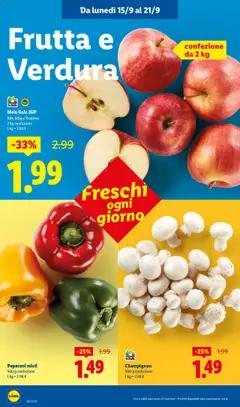 Volantino Lidl del 15.09.2025 | Pagina: 2 | Prodotti: Mele, Peperoni, Frutta