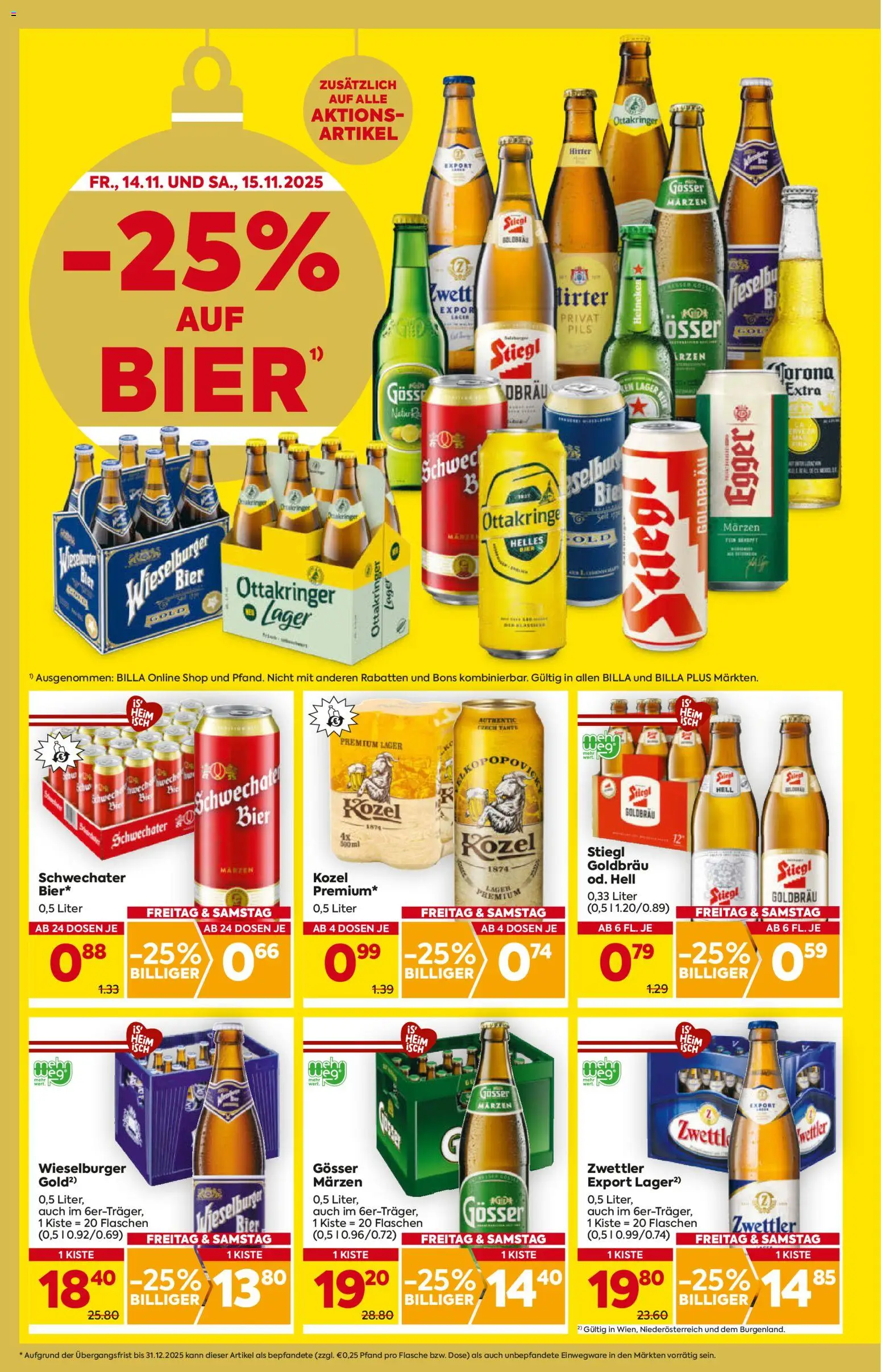 Billa AT akciós ujság - amely érvényes a következő dátumtól: 13.11.2025 | Oldal: 2 | Termékek: Heineken, Gösser