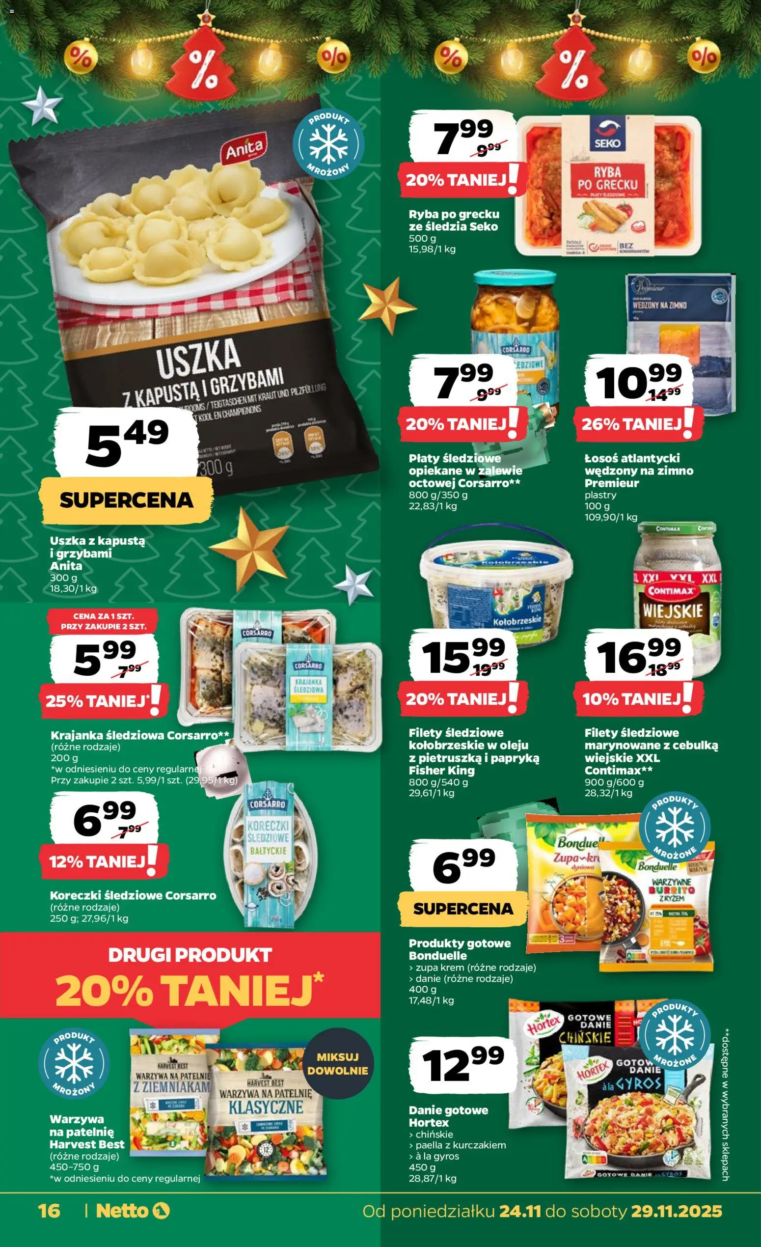 Netto gazetka od 24.11.2025 | Strona: 16 | Produkty: Łosoś, Zupa, Paella, Warzywa