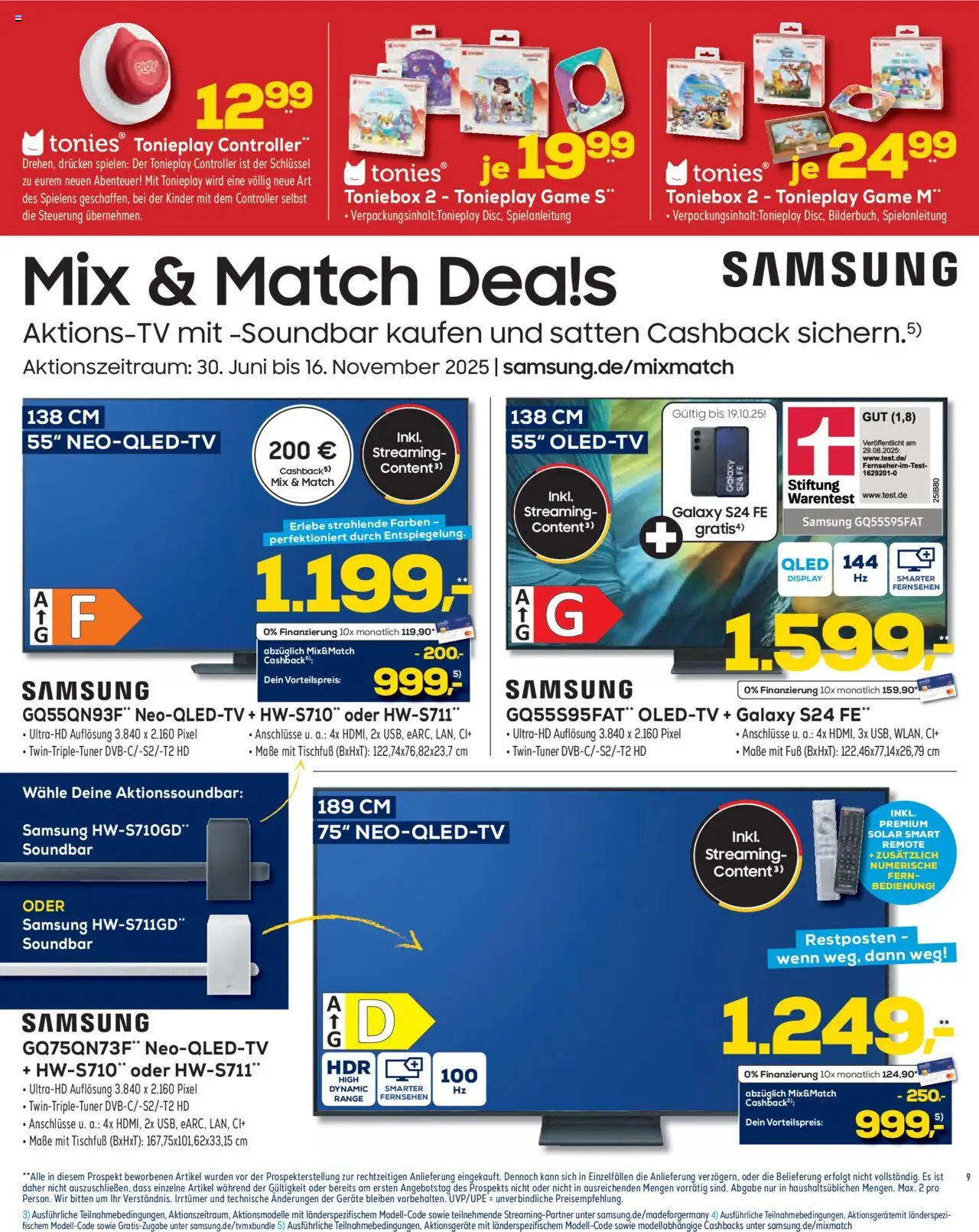 Euronics  Unsere aktuelle Beilage – gültig ab 24.09.2025 | Seite: 9 | Produkte: Fernsehen, Samsung, Soundbar