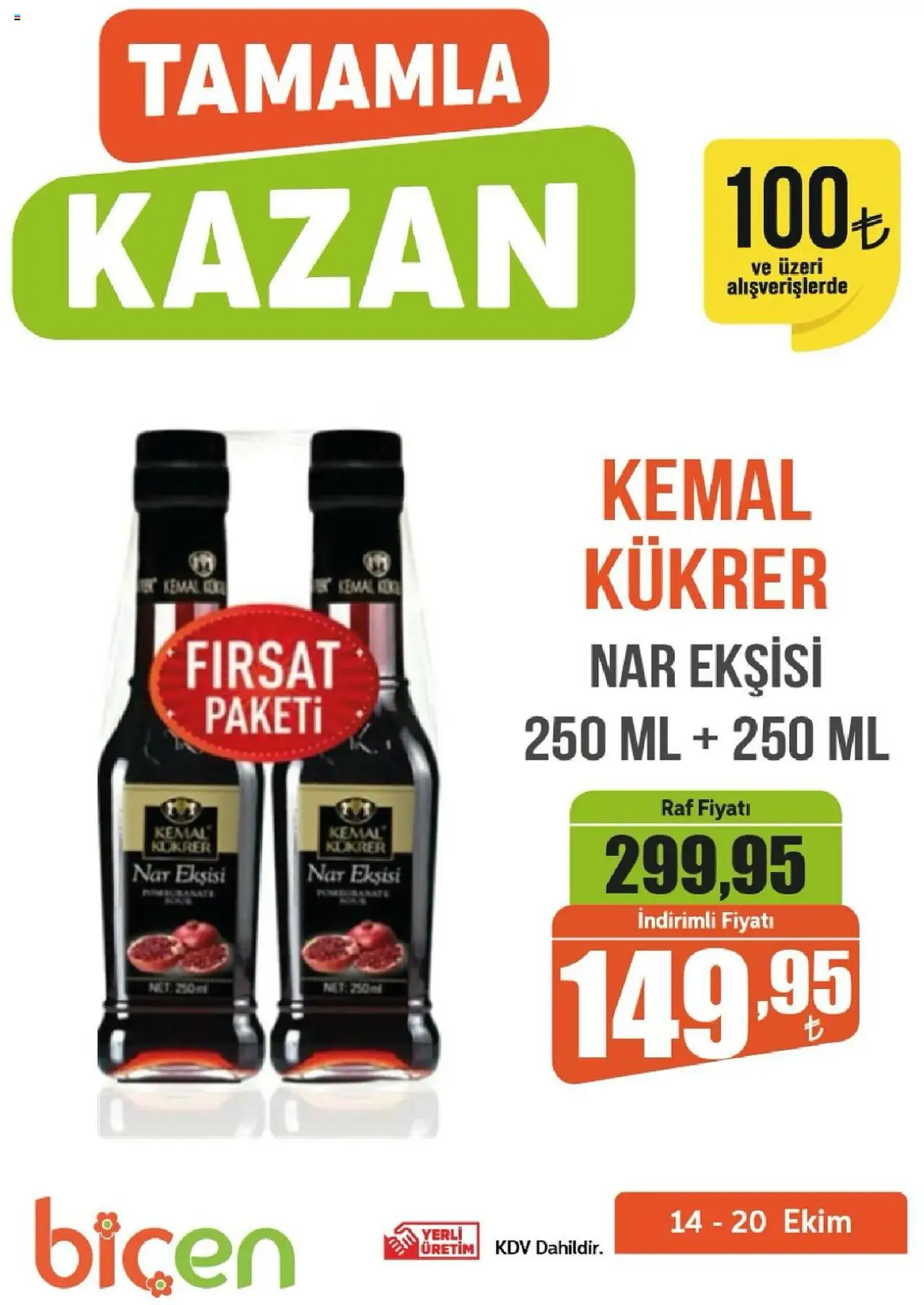Biçen Market Tamamla Kazan - 14.10.2025 tarihinden itibaren geçerlidir | Sayfa: 1 | Ürünler: Raf, Nar ekşisi, Nar