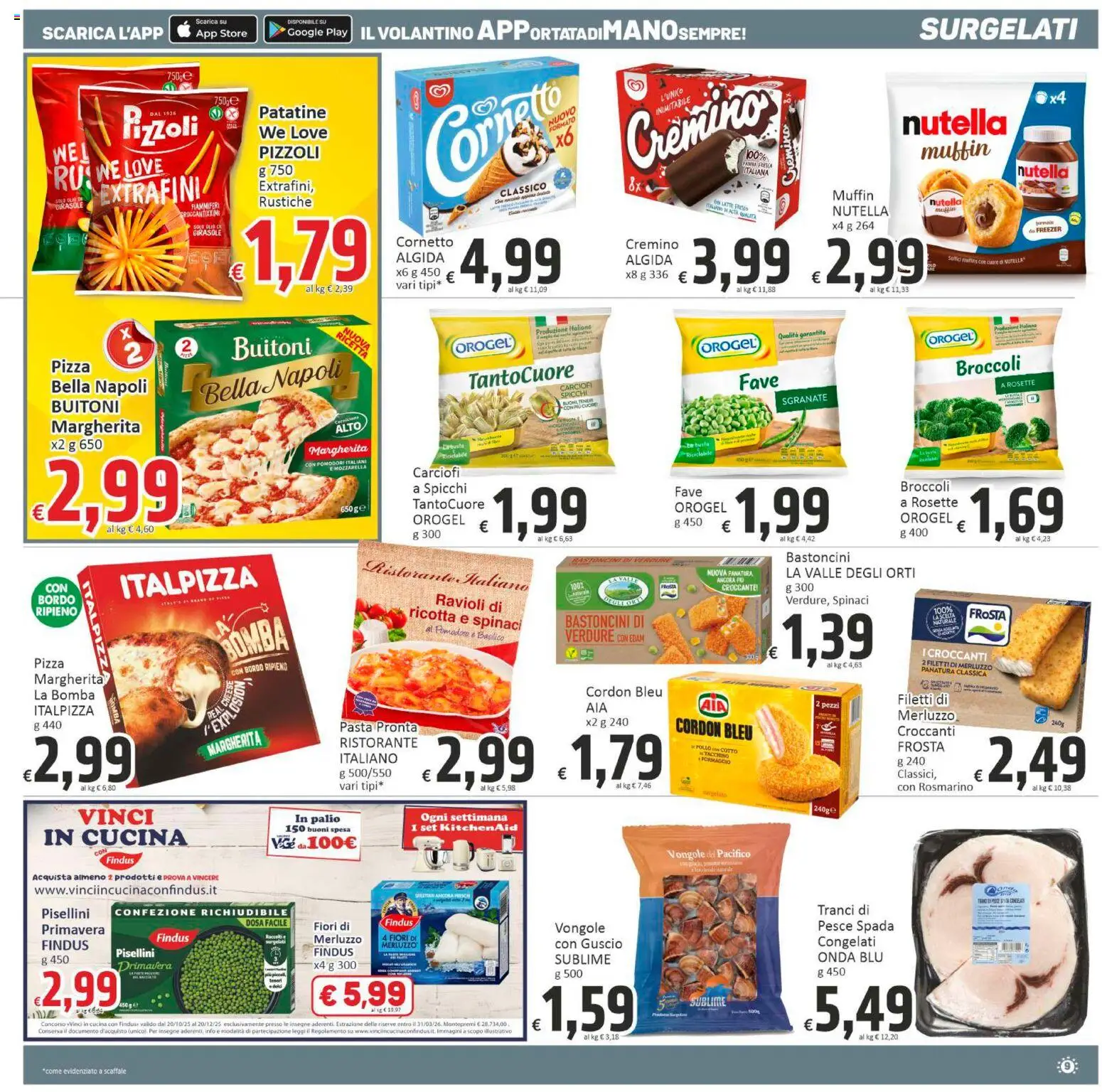 Volantino Paghi Poco del 11.11.2025 | Pagina: 9 | Prodotti: Vongole, Mozzarella, Formaggio, Spinaci