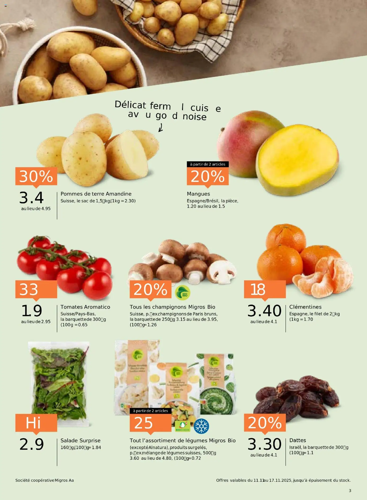 Migros Aktionen FR – gültig ab 11.11.2025 | Seite: 3 | Produkte: Champignons