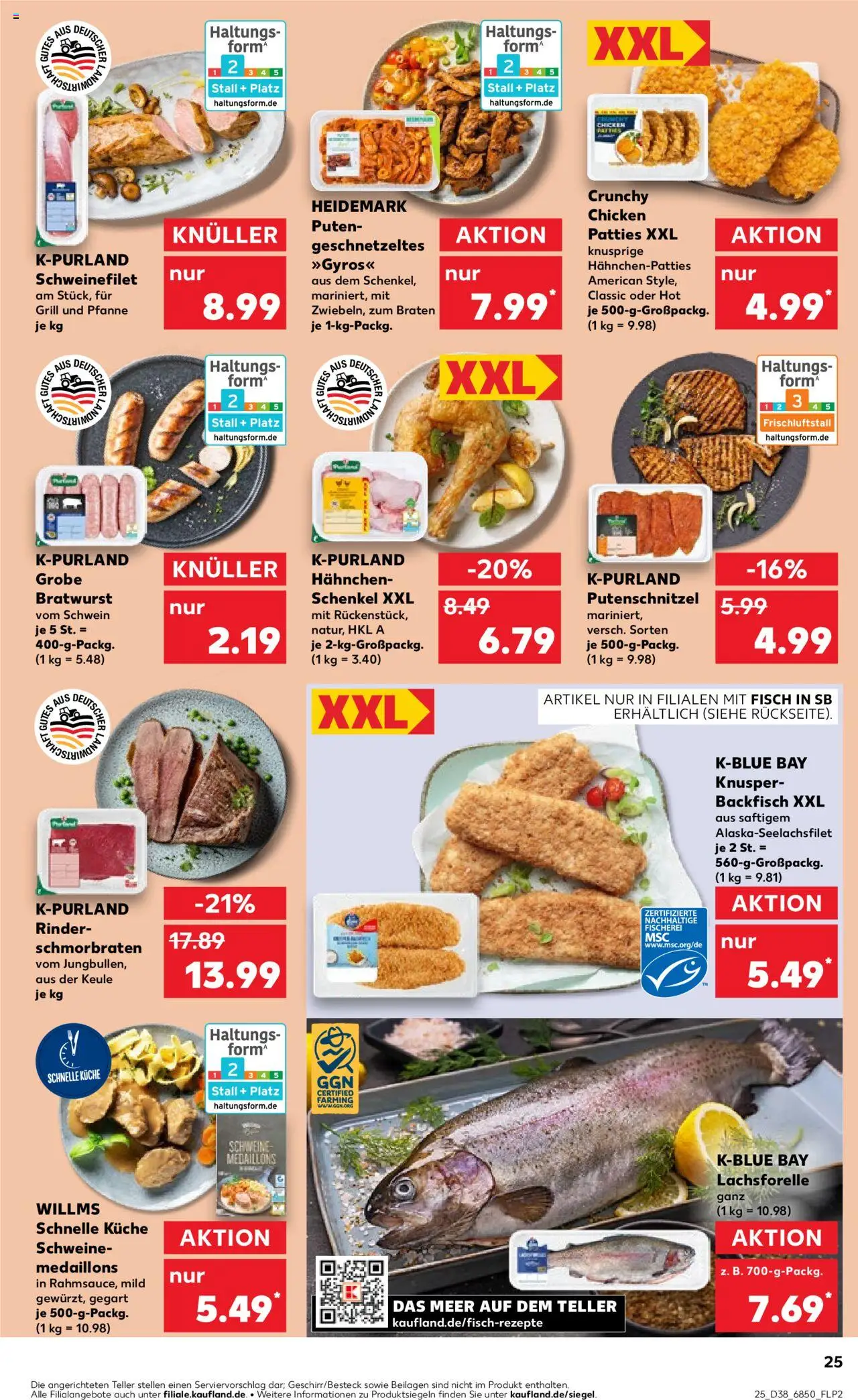 Kaufland prospekt Speyer	 – gültig ab 18.09.2025 | Seite: 25 | Produkte: Hahnchen, Bratwurst, Küche, Schweinefilet