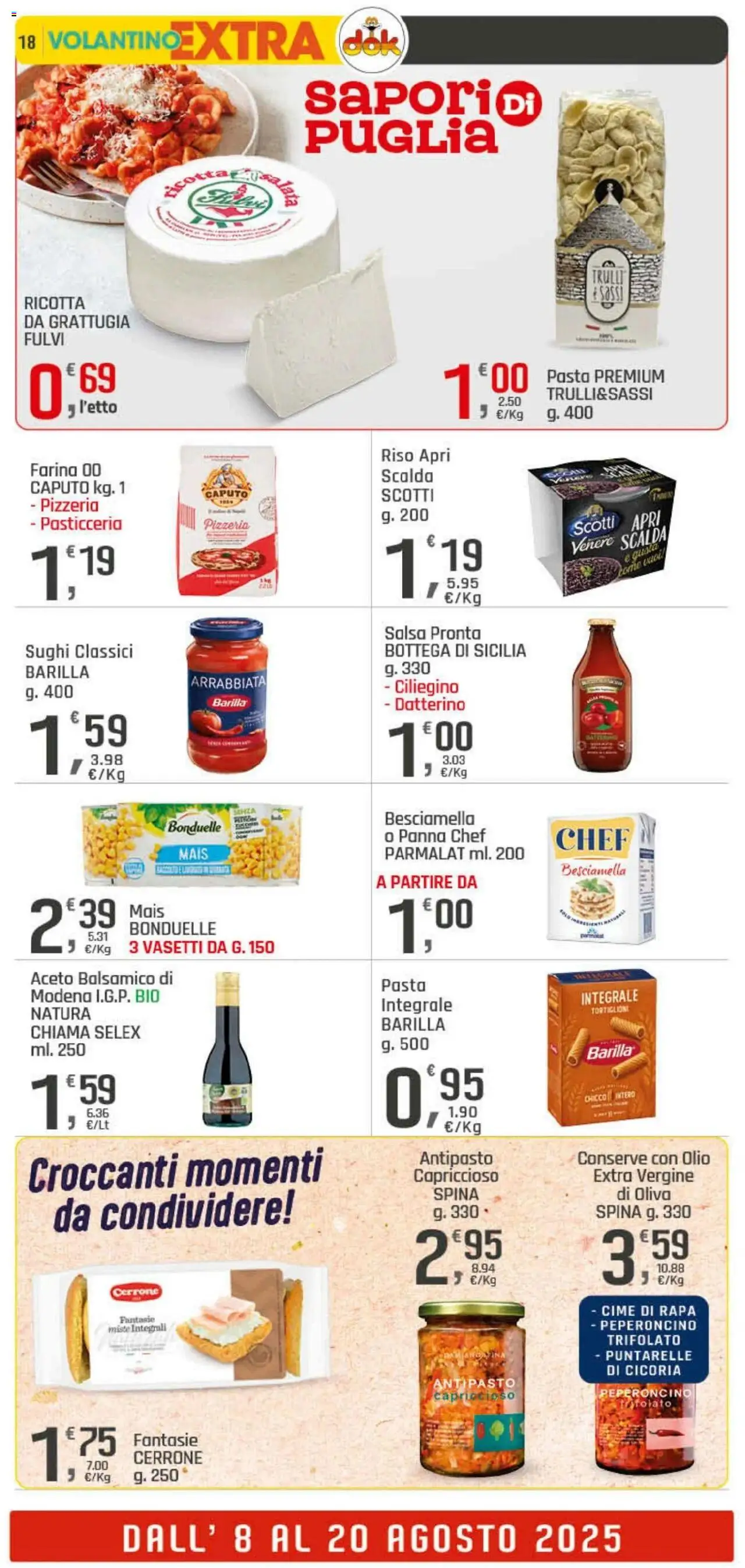 Volantino DOK del 08.08.2025 | Pagina: 18 | Prodotti: Panna, Salsa, Pasta, Ricotta