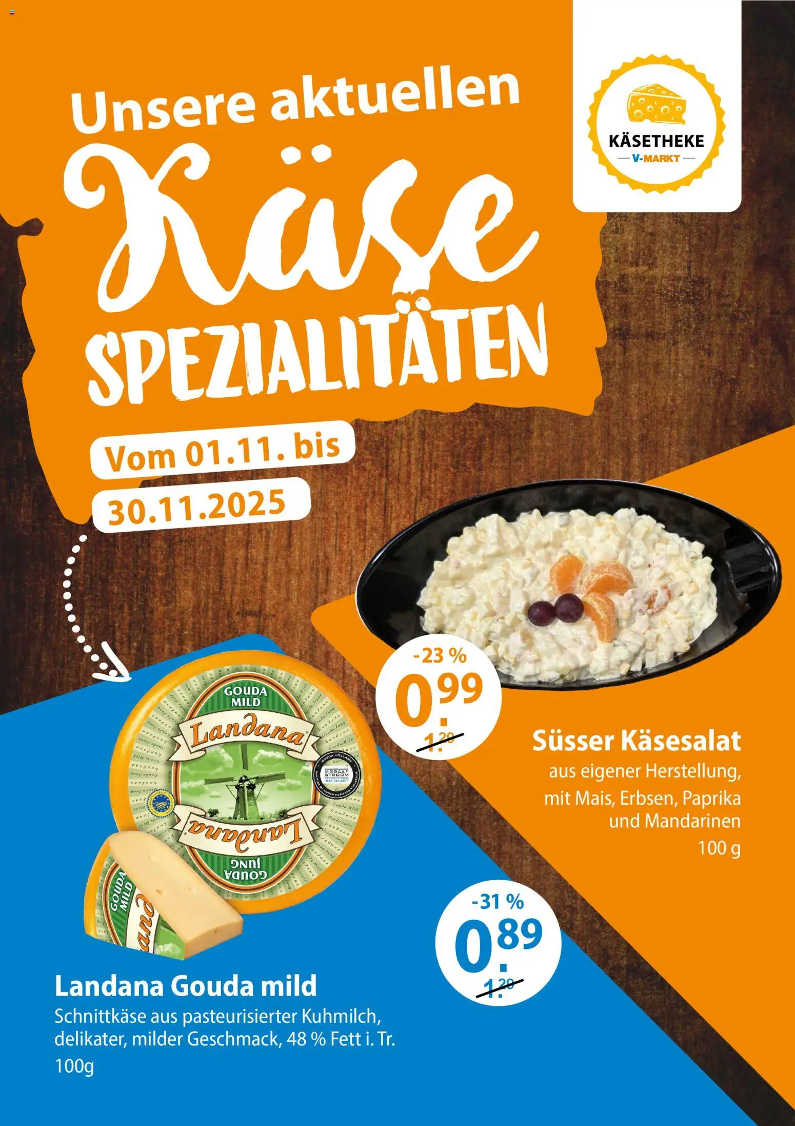 V-Markt - Metzgereiangebote November – gültig ab 01.11.2025 | Seite: 2 | Produkte: Käse, Gouda, Mandarinen, Paprika