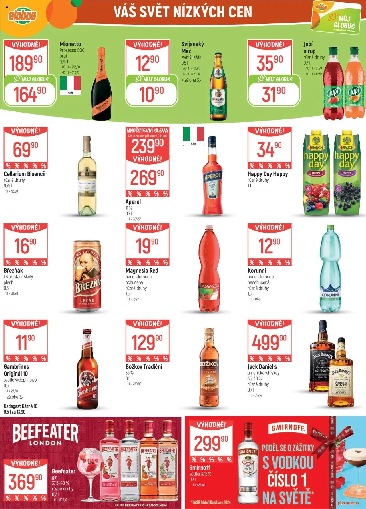 Globus leták - Trmice od 10.09.2025 | Strana: 21 | Produkty: Prosecco, Jack Daniel’s, Minerální voda, Magnesia Red
