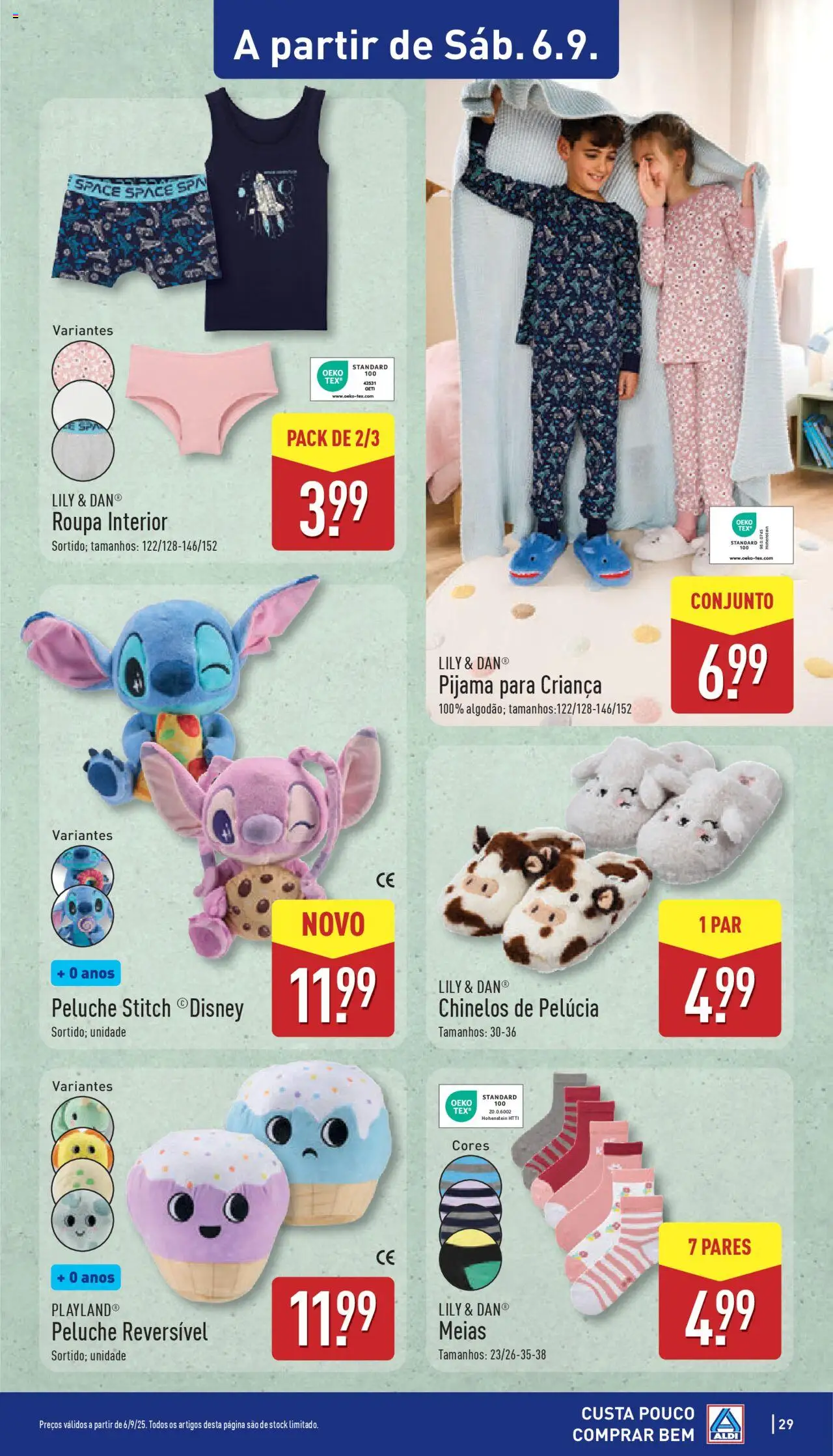 Aldi folheto │ válido de 01.09.2025 | Página: 29 | Produtos: Chinelos, Roupa interior, Meias