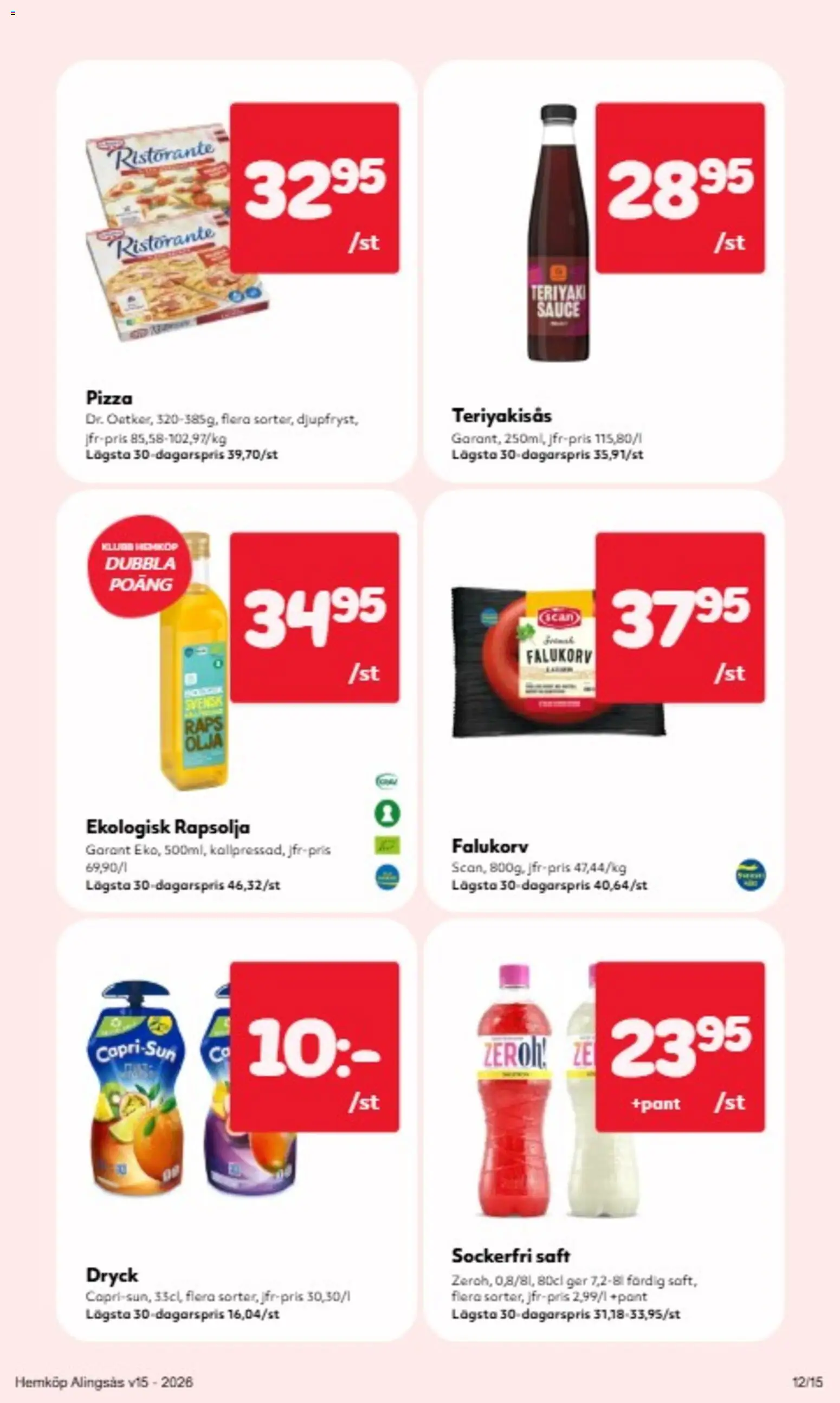Hemköp reklamblad aktuell från 06.04.2026 | Sida: 11 | Produkter: Falukorv, Rapsolja, Olja, Pizza