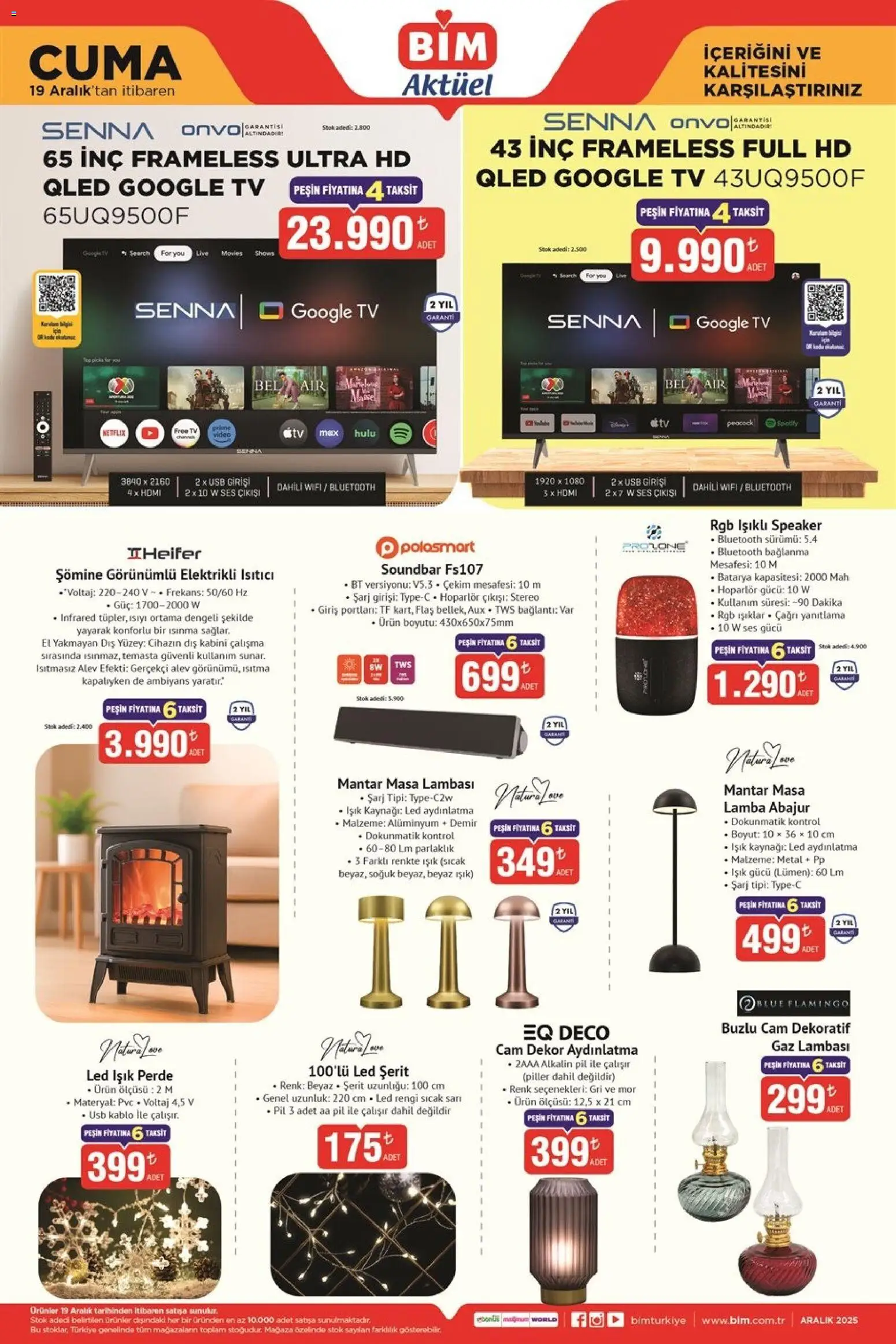 BİM Katalog Cuma - 19.12.2025 tarihinden itibaren geçerlidir | Sayfa: 1 | Ürünler: Masa, TV, Video, Hoparlör