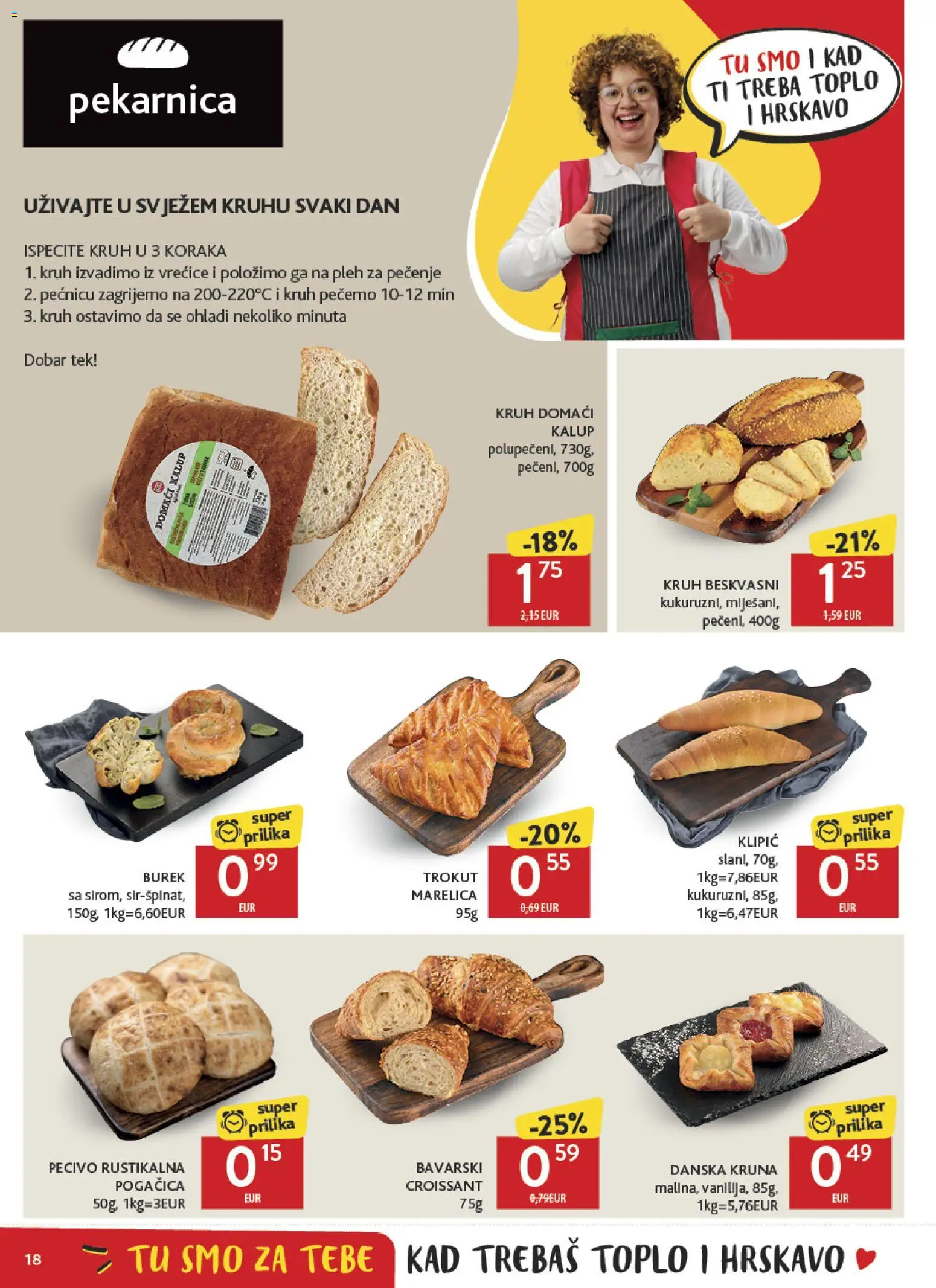 Konzum HR akciós ujság - amely érvényes a következő dátumtól: 21.01.2026 | Oldal: 18 | Termékek: Burek, Croissant
