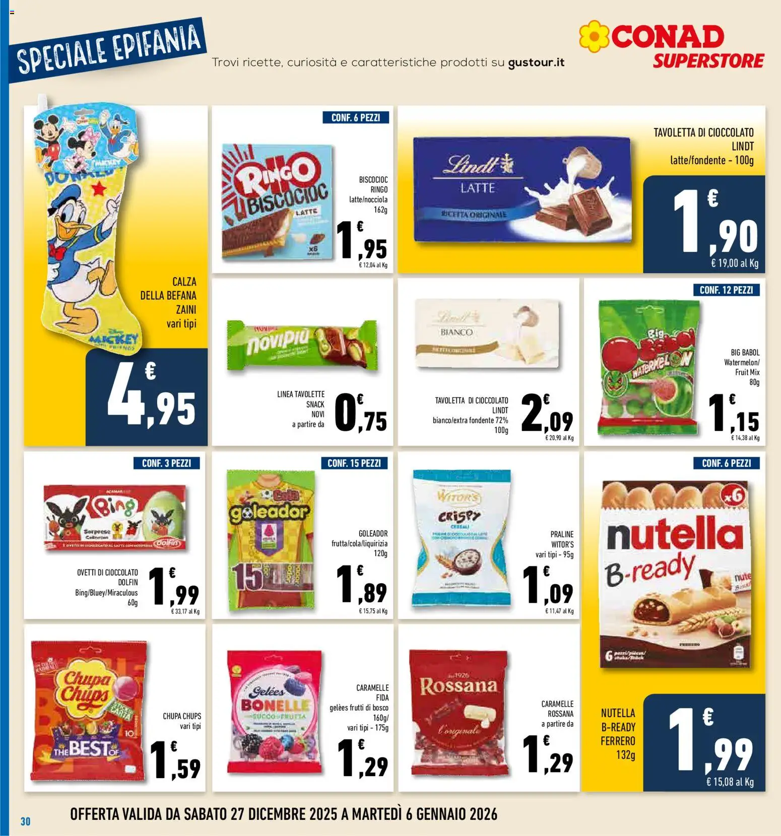 Volantino Conad del 27.12.2025 | Pagina: 30 | Prodotti: Caramelle, Latte, Nutella, The