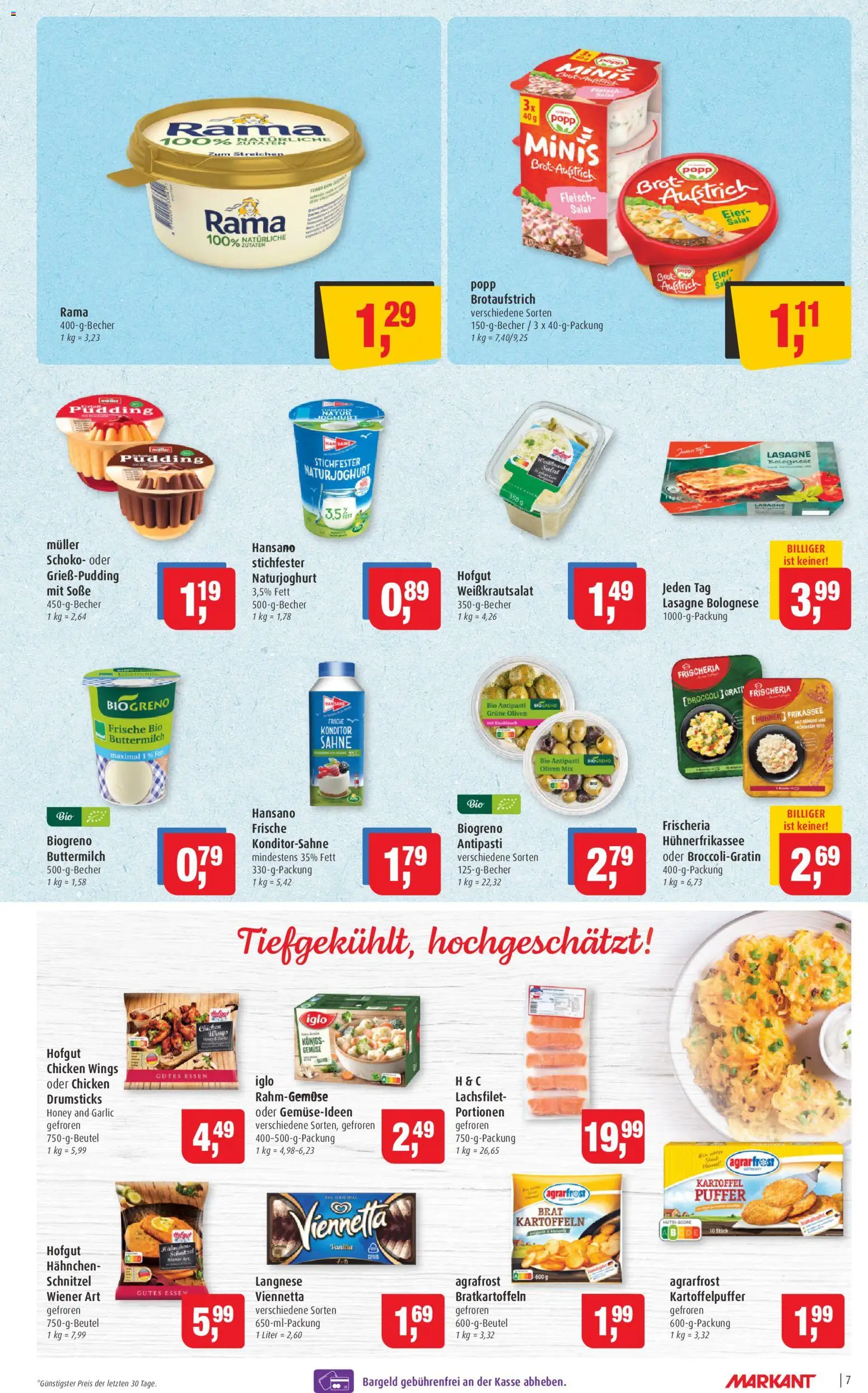 Markant Prospekt 	 – gültig ab 17.11.2025 | Seite: 7 | Produkte: Hahnchen, Eier, Pudding, Gemüse