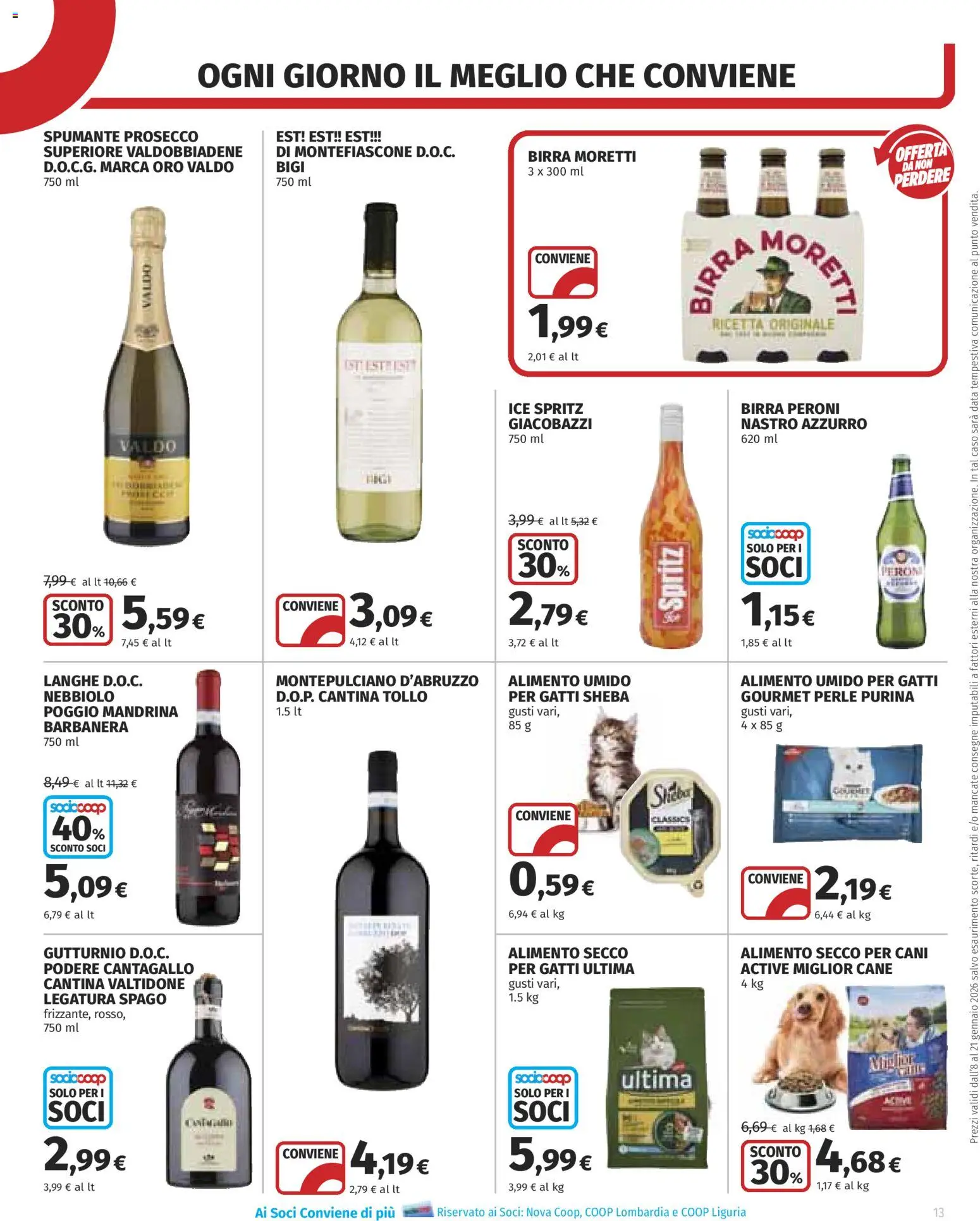 Volantino COOP del 08.01.2026 | Pagina: 13 | Prodotti: Prosecco, Birra Moretti, Data, Spumante