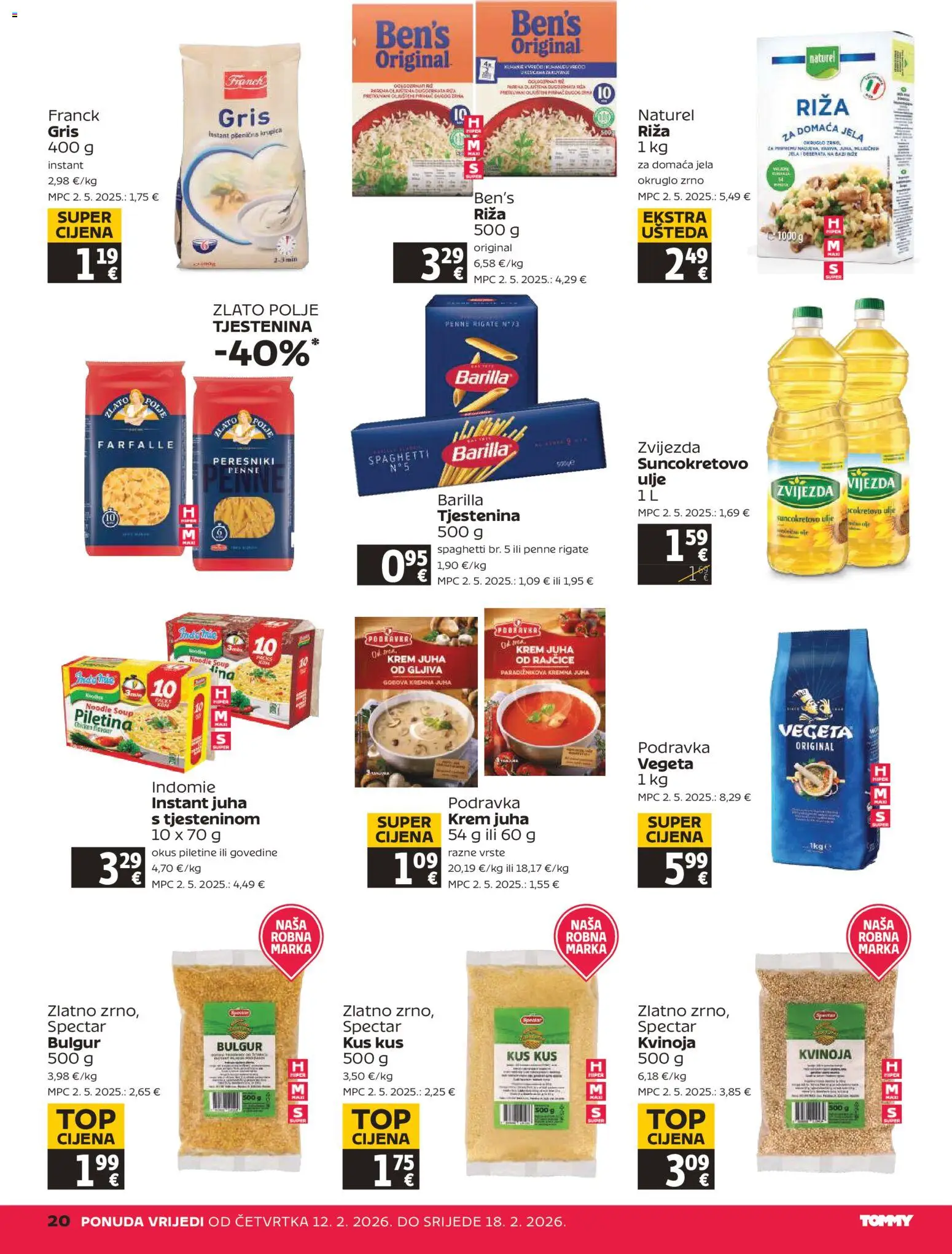 Tommy katalog | vrijedi od 12.02.2026 | Stranica: 20 | Proizvodi: Podravka, Piletina, Riža, Noodle