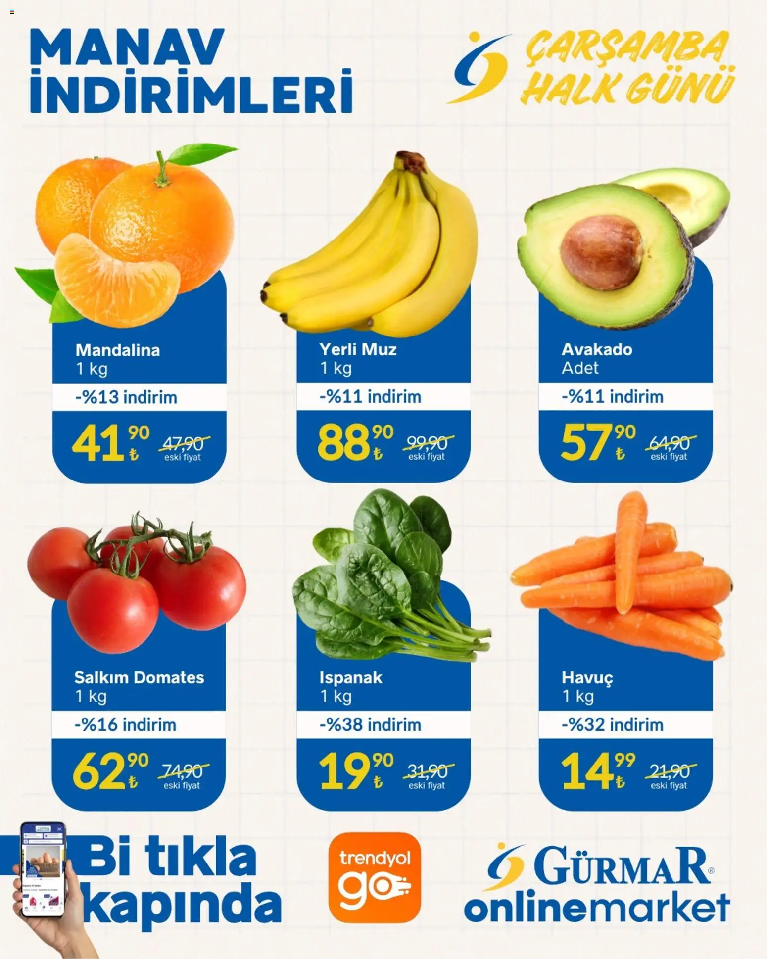 Gürmar - Manav İndirimleri - 10.12.2025 tarihinden itibaren geçerlidir | Sayfa: 2 | Ürünler: Domates, Muz, Mandalina, Havuç