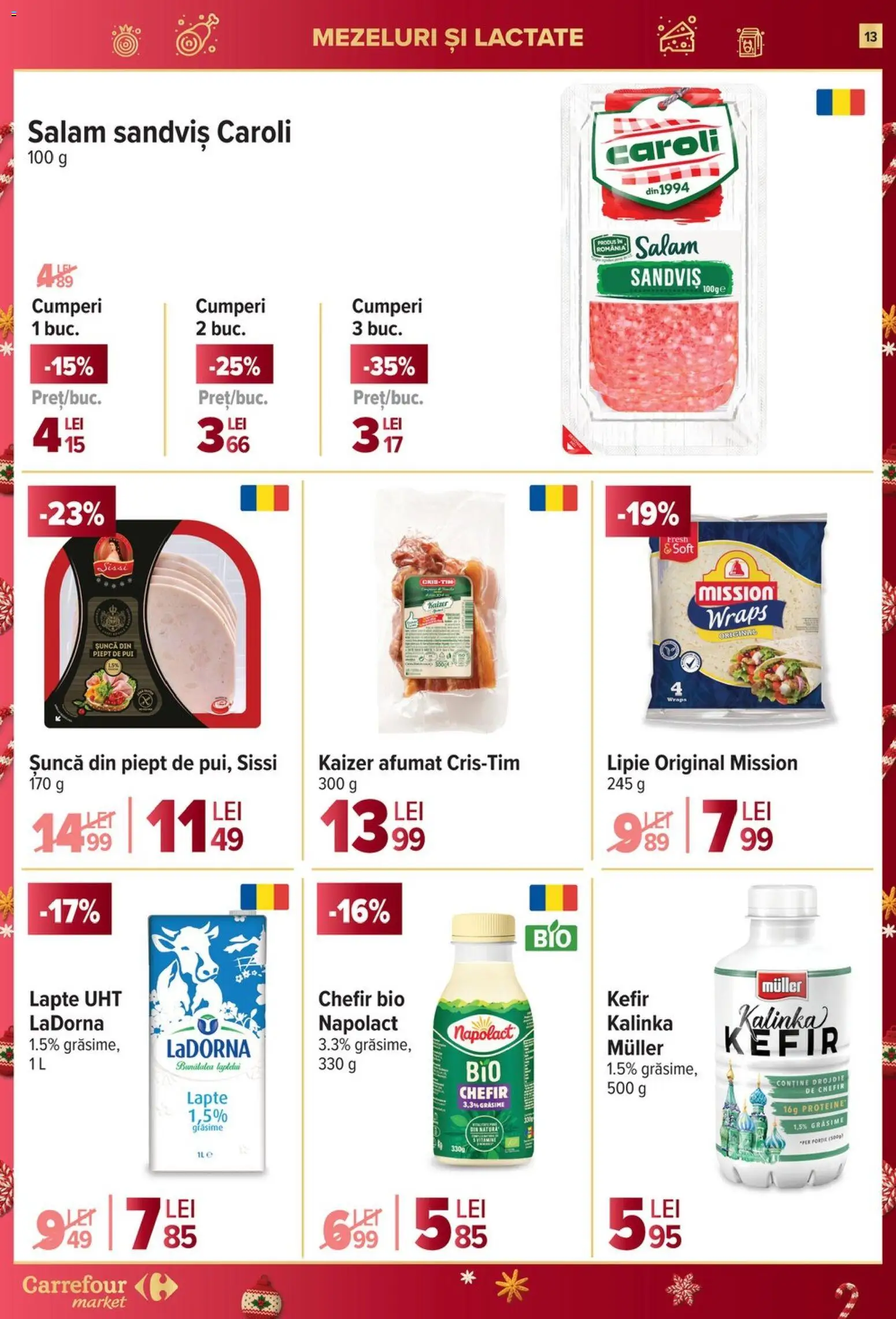 Noul catalog Carrefour – valabil de la 26.11.2025 | Pagină: 13 | Produse: Bahçe aydınlatması, Lapte, Salam, Kefir