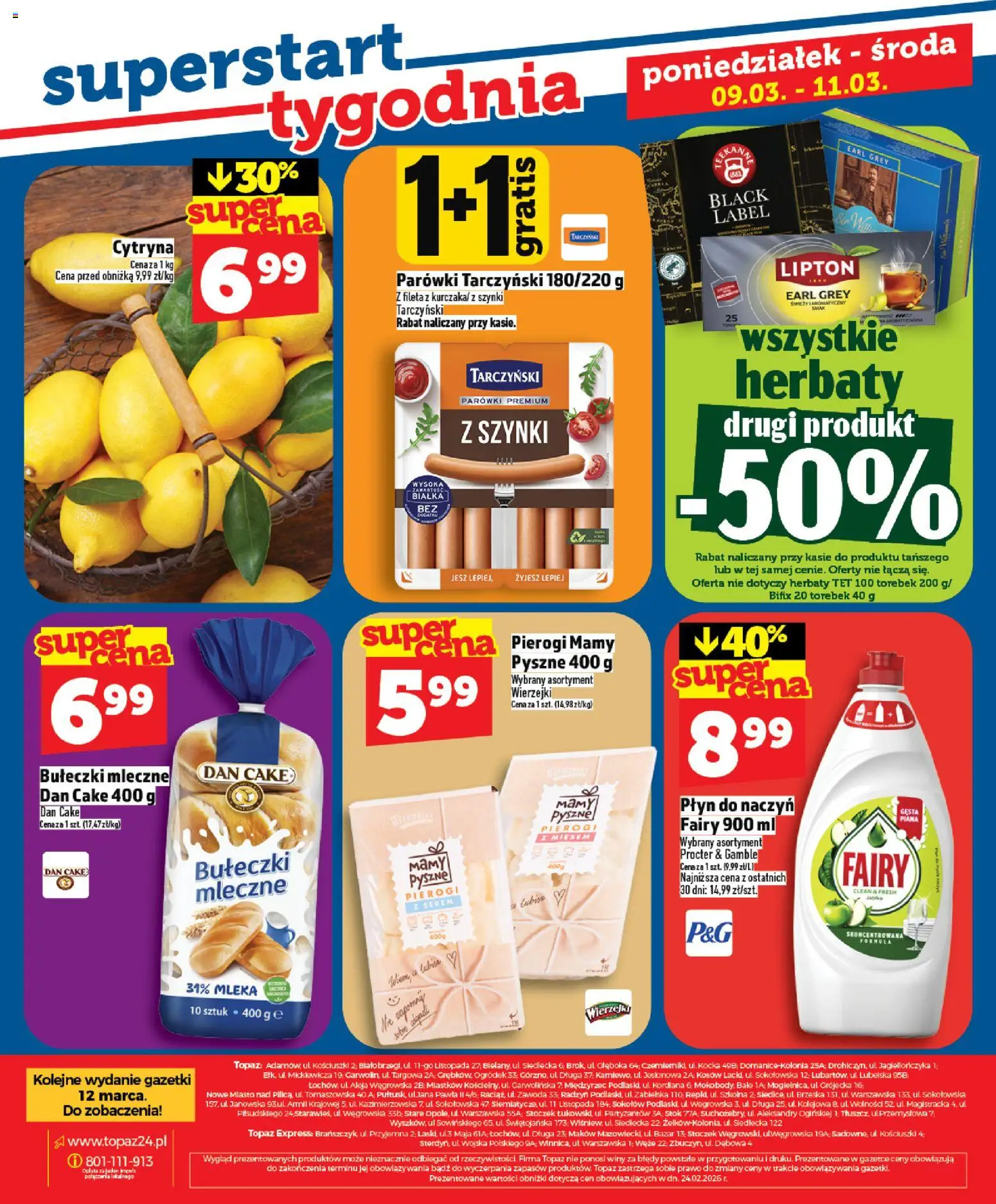 Topaz gazetka od 05.03.2026 | Strona: 28 | Produkty: Cytryna, Pierogi, Parówki, Black Label