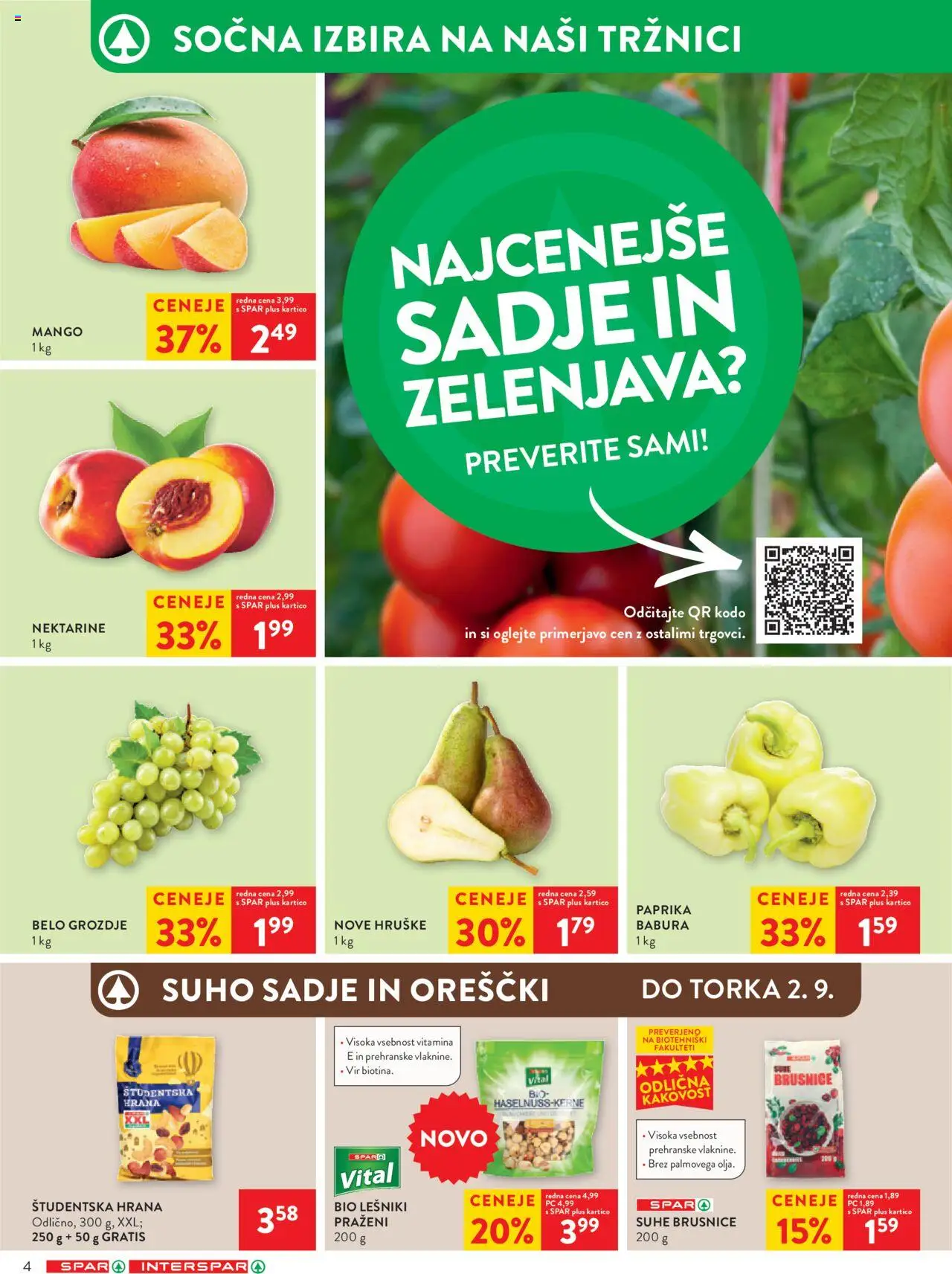 Spar katalog 35/25 │ velja od 27.08.2025 | Stran: 4 | Izdelki: Paprika, Suho sadje, Zelenjava, Sadje