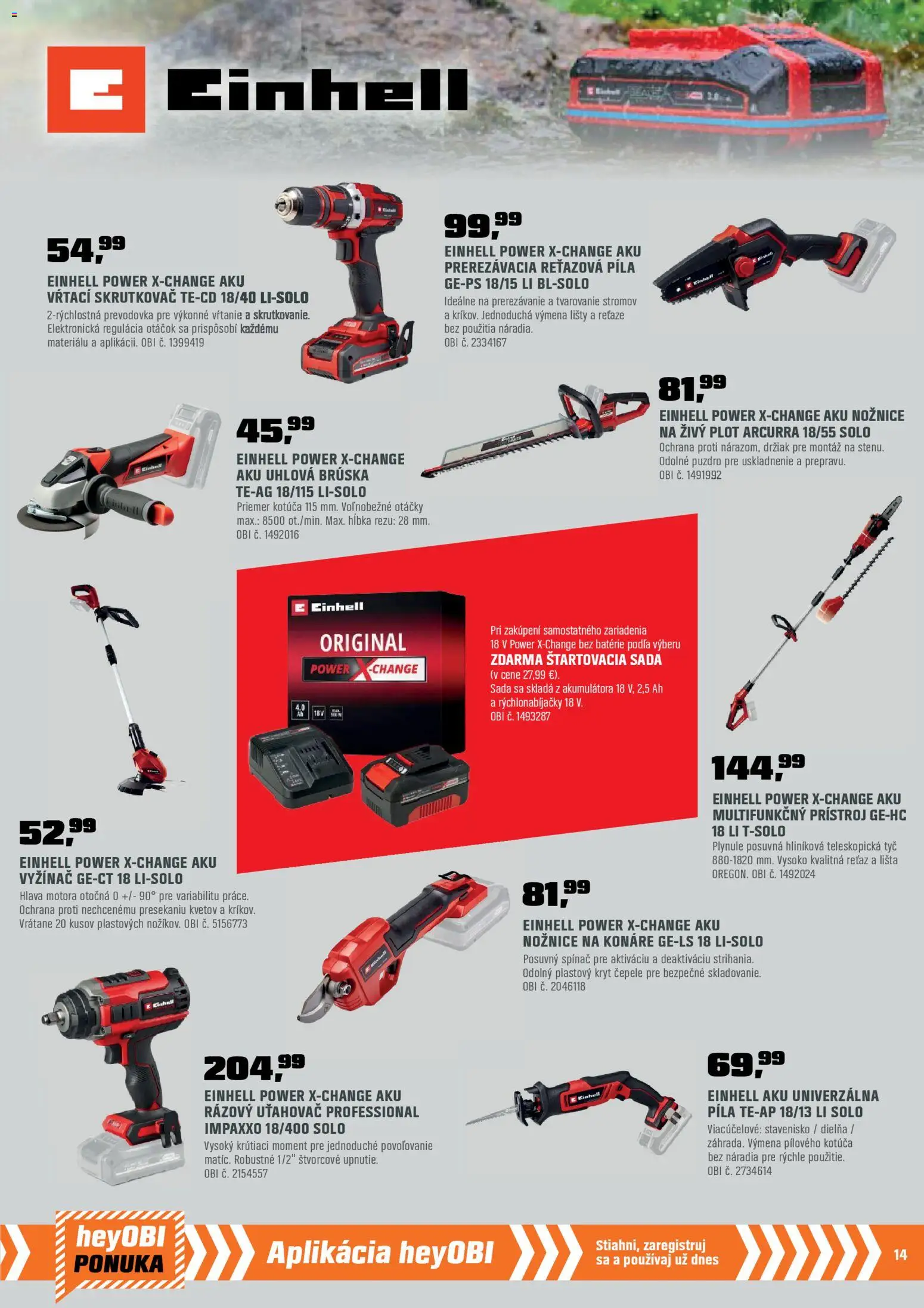 Nové OBI akcie – leták je platný od 28.02.2026 | Strana: 15 | Produkty: Reťazová píla, Skrutkovač, Nožnice na konáre, Nožnice na živý plot