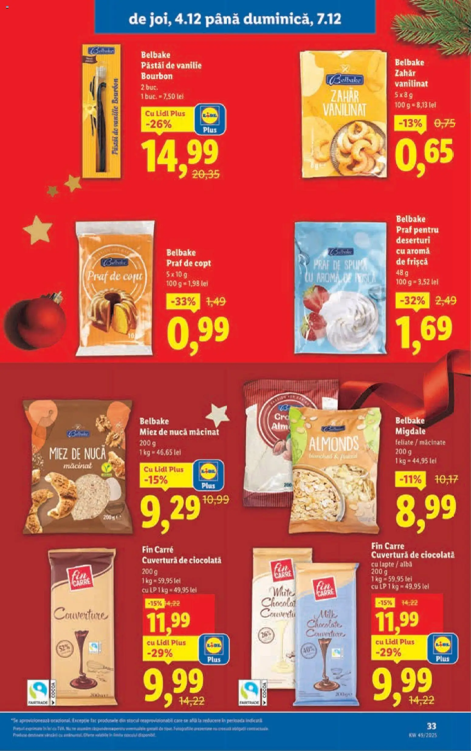 Noul catalog Lidl – valabil de la 01.12.2025 | Pagină: 33 | Produse: Migdale, Lapte, Bourbon, Zahăr
