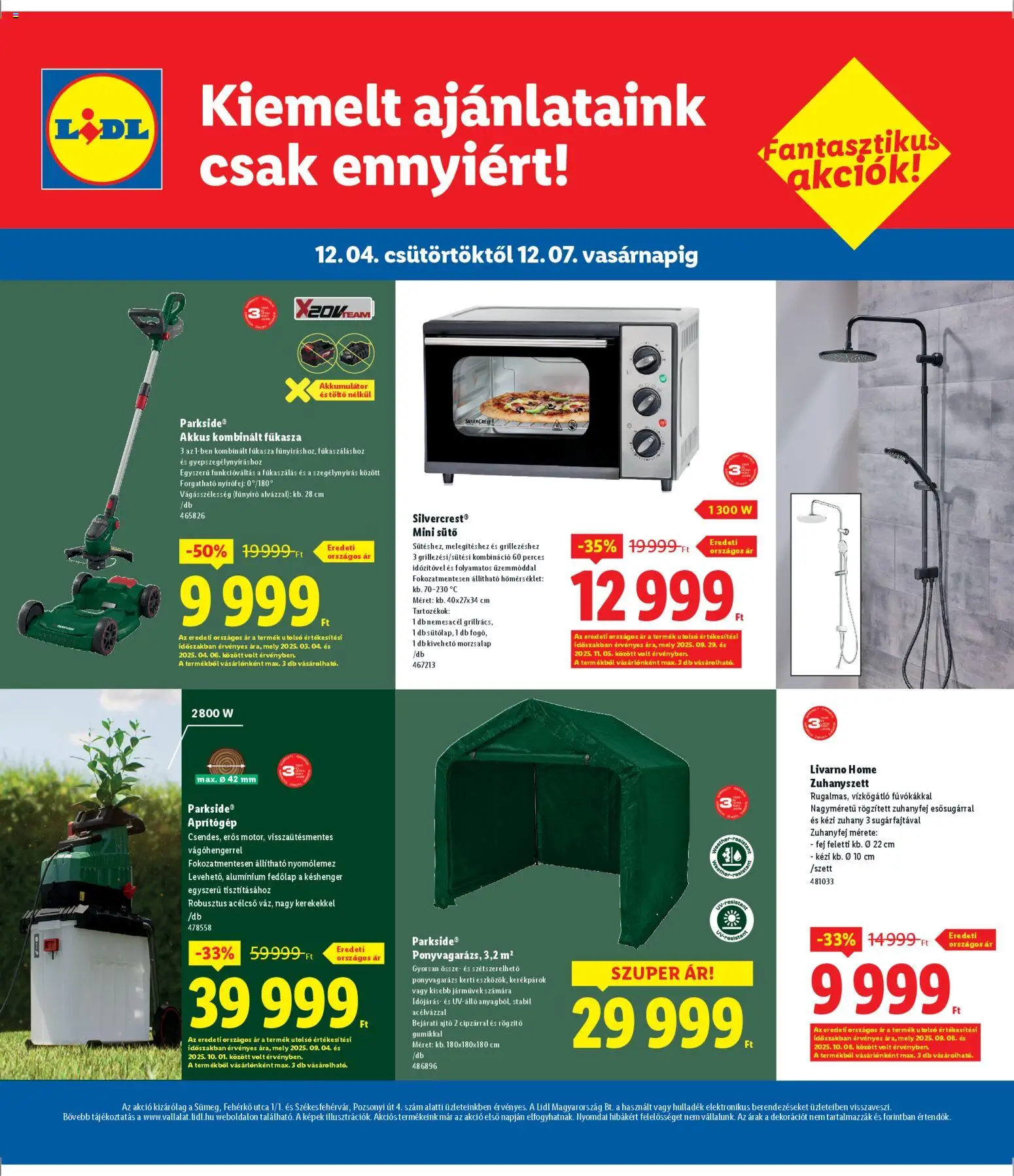 Lidl akciós ujság - amely érvényes a következő dátumtól: 04.12.2025 | Oldal: 4 | Termékek: Aprítógép, Zuhany, Fűkasza, Fűnyíró