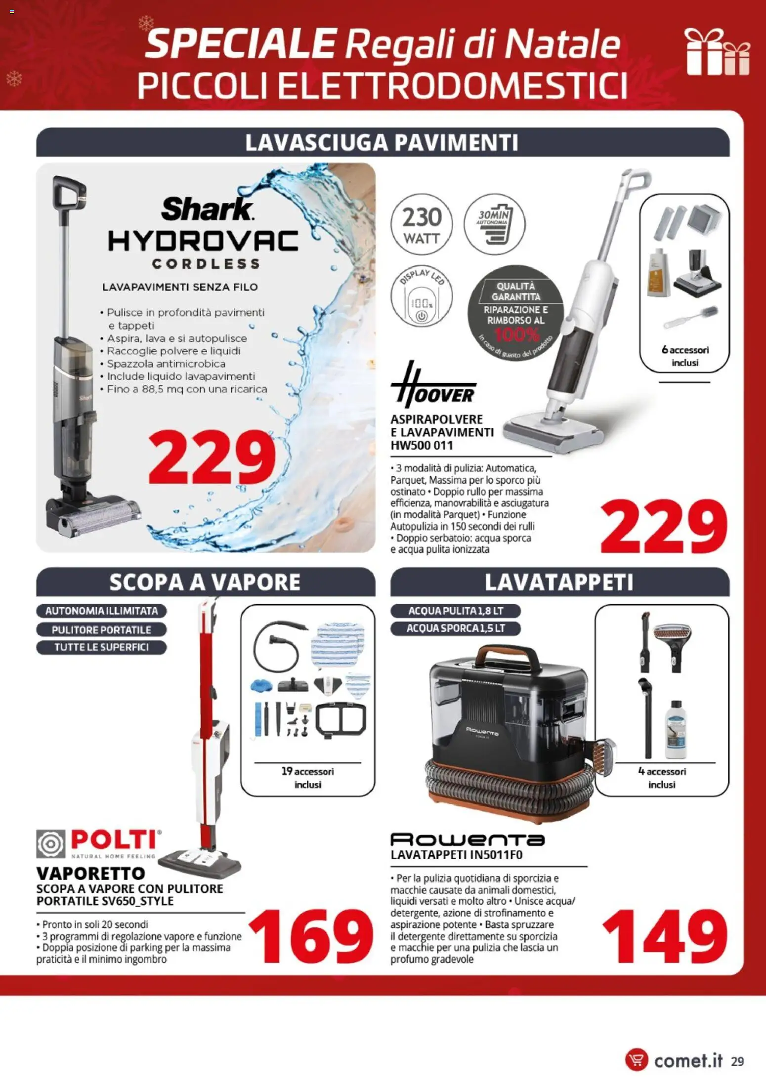 Volantino Comet del 01.12.2025 | Pagina: 29 | Prodotti: Vaporetto, Lavasciuga, Acqua, Aspirapolvere