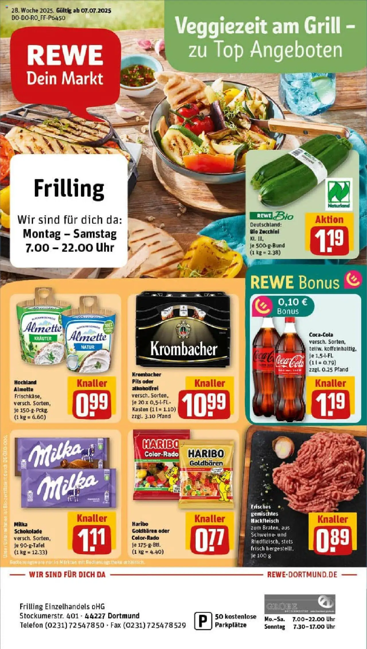 Rewe prospekt Dortmund	 - gültig ab dem 06.07.2025 | Seite: 1 | Produkte: Haribo, Milka schokolade, Milka, Uhr
