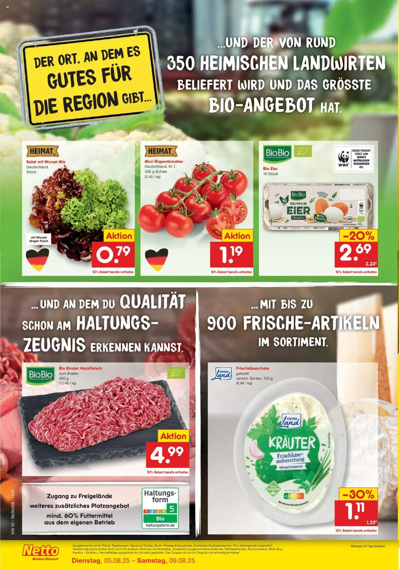 Netto Marken-Discount Wiedereröffnung Berlin-Mitte, Schillingstraße - gültig ab dem 05.08.2025 | Seite: 2 | Produkte: Eier, Salat, Frischkase, Hackfleisch