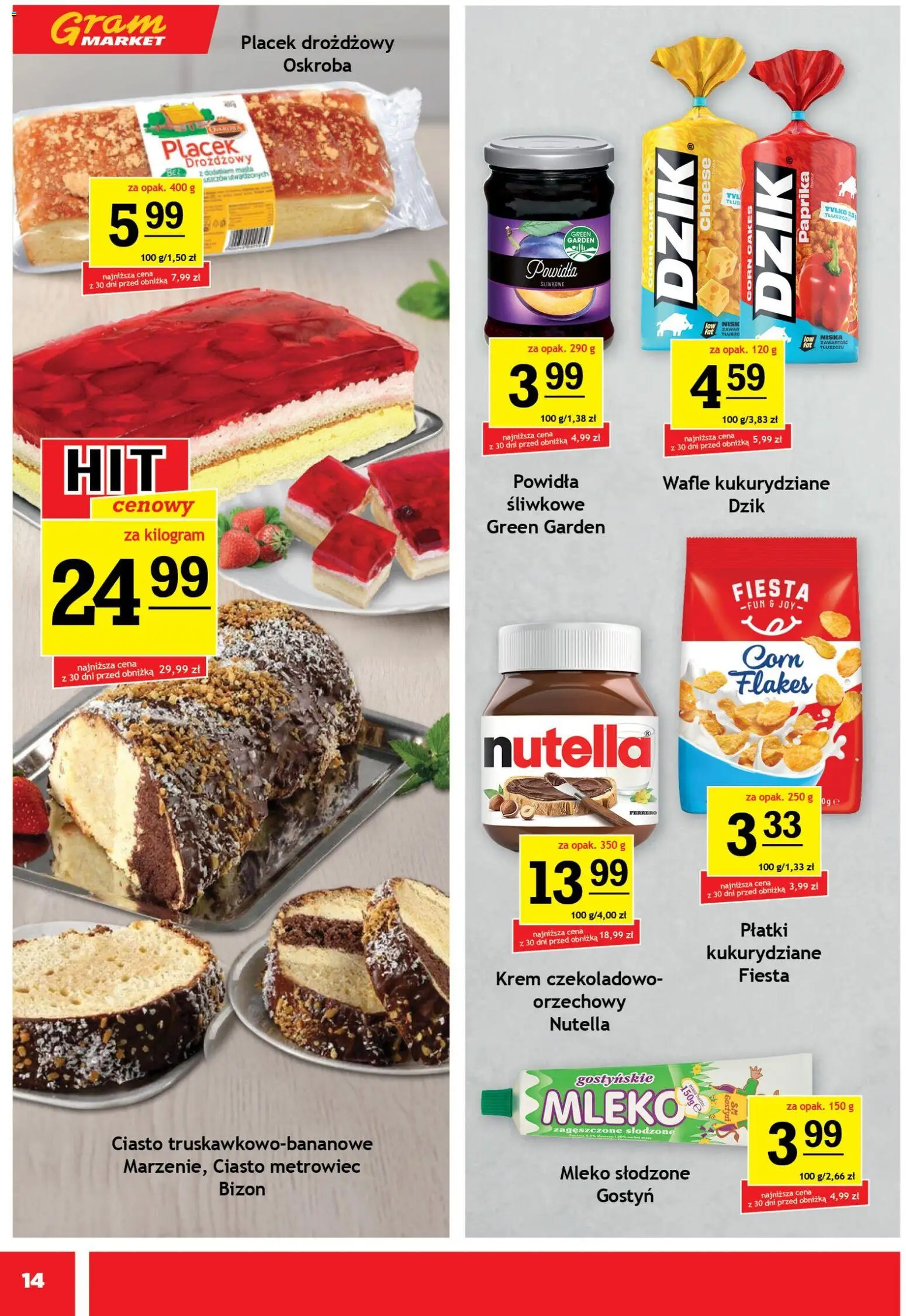 Gram Market gazetka od 22.04.2026 | Strona: 14 | Produkty: Nutella, Powidła, Płatki, Krem