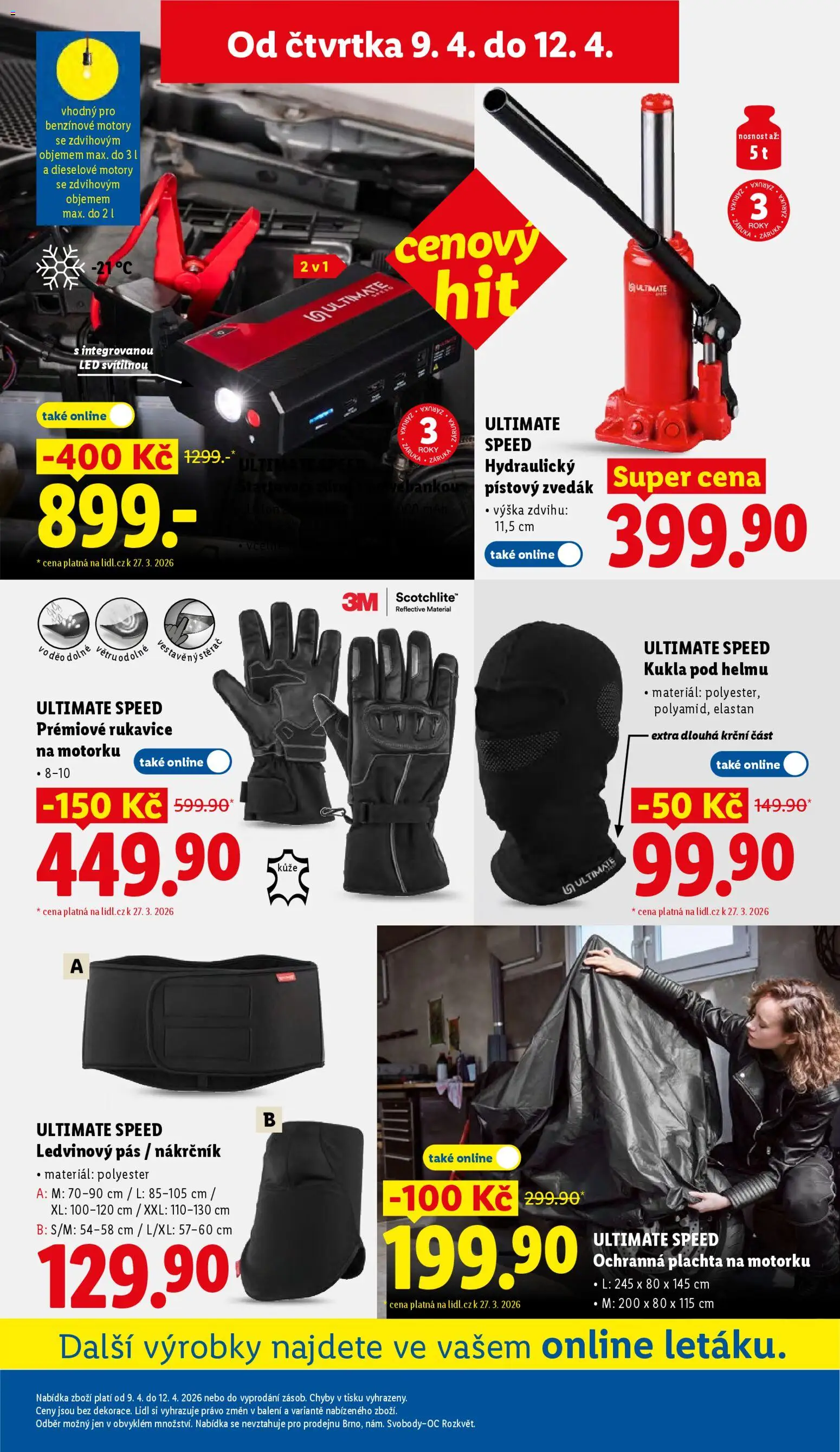 Lidl leták od 09.04.2026 | Strana: 35 | Produkty: Plachta na motorku, Rukavice, Startovací zdroj, Plachta