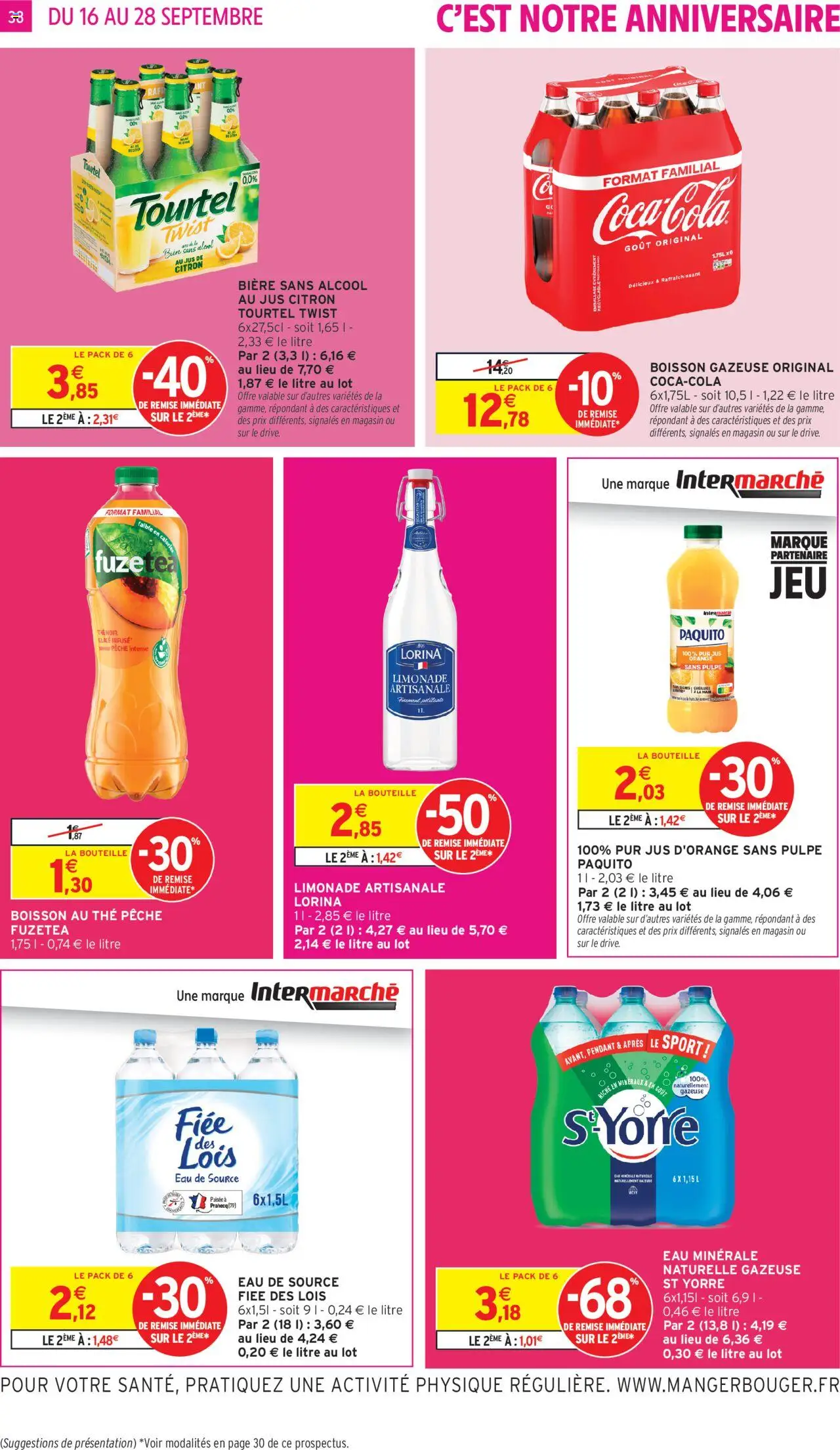  | Page: 38 | Produits: Eau minérale, Jus d'orange, Jus de citron, Thé